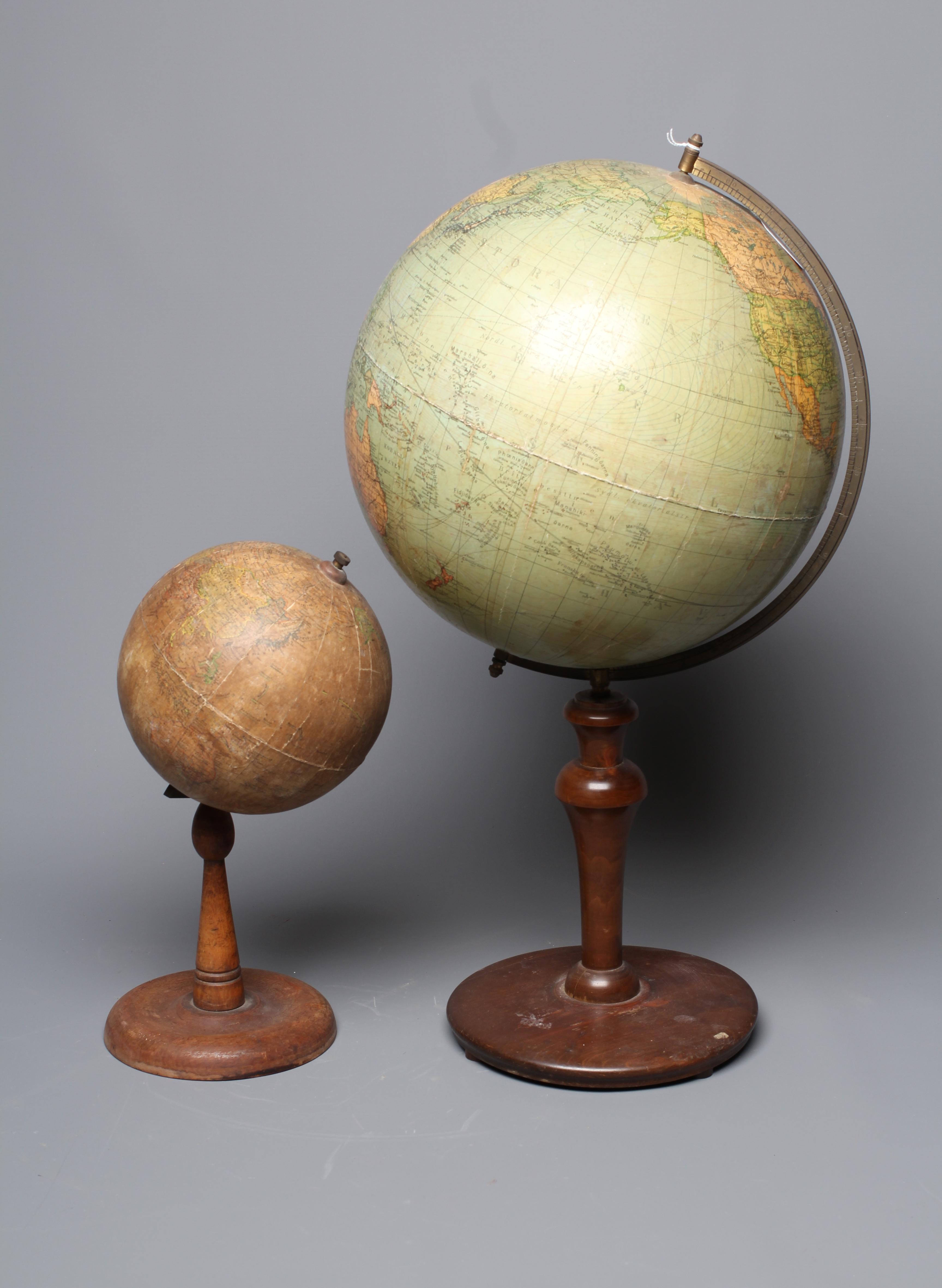A JORDGLOB 12 TERRESTRIAL GLOBE, c.1930, with turned stand and brass meridian, 24" high, together Image