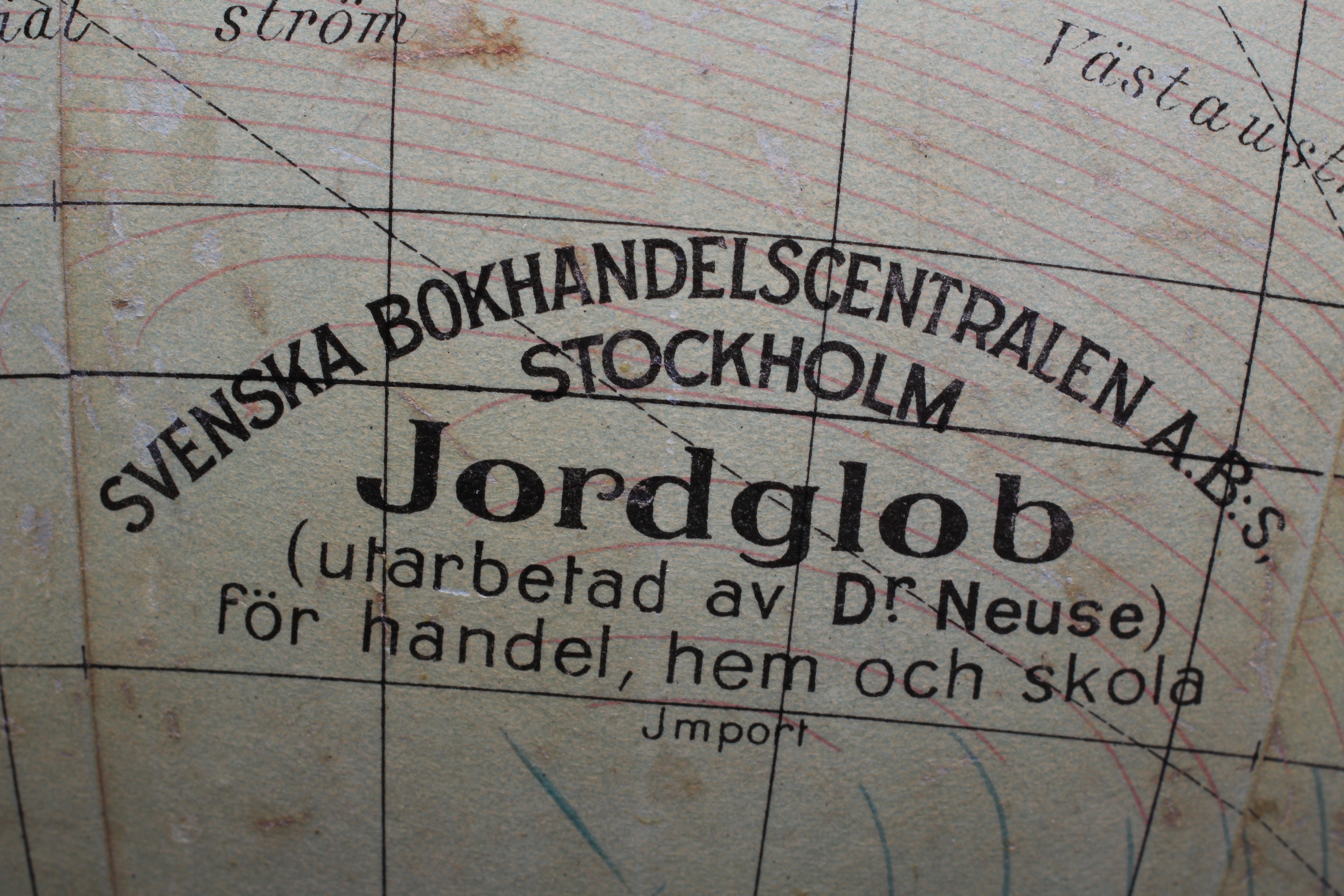 A JORDGLOB 12 TERRESTRIAL GLOBE, c.1930, with turned stand and brass meridian, 24" high, together Image