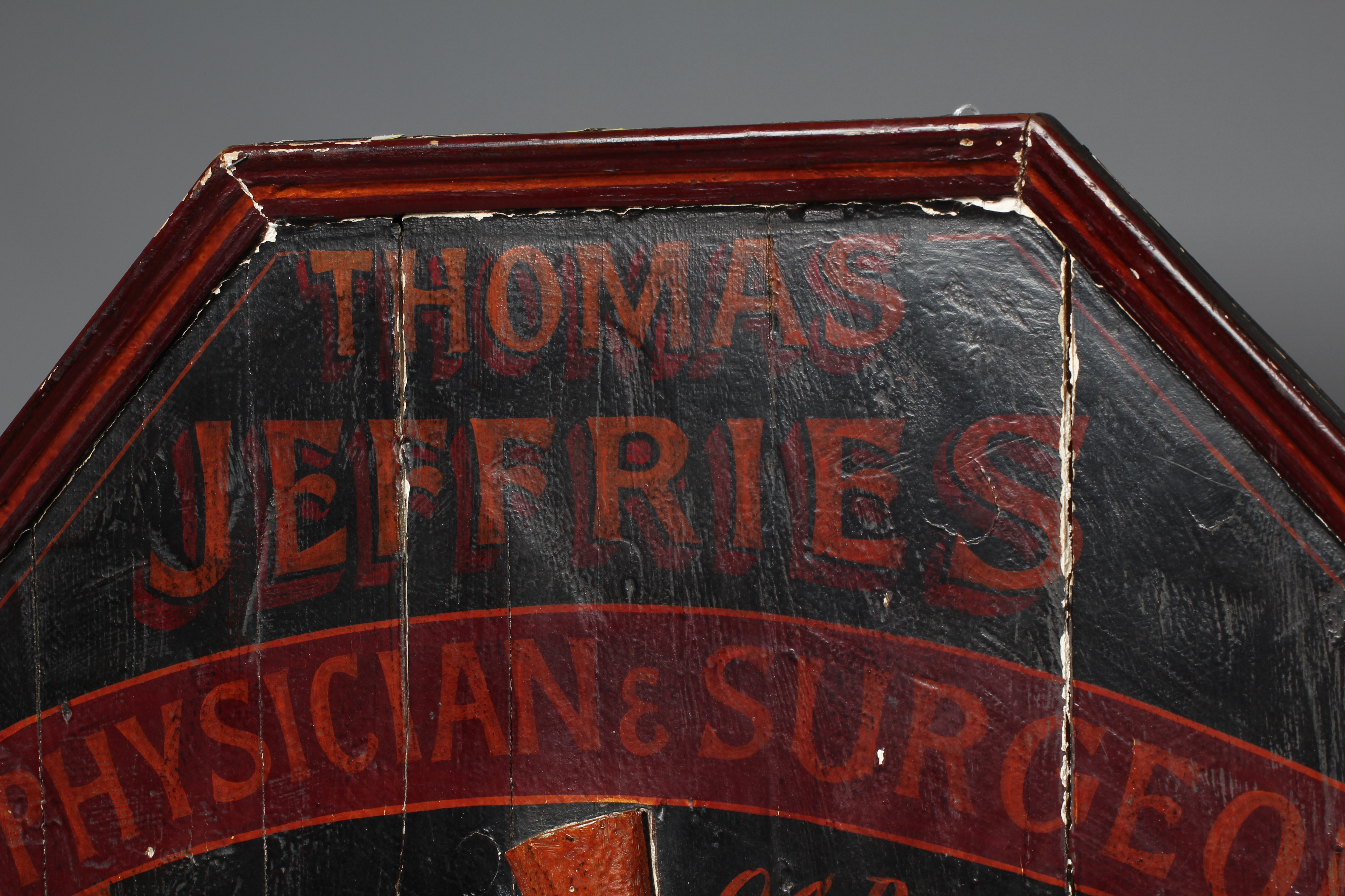 A LATE VICTORIAN PAINTED WOOD SHOP SIGN inscribed 'Thomas Jeffries Image