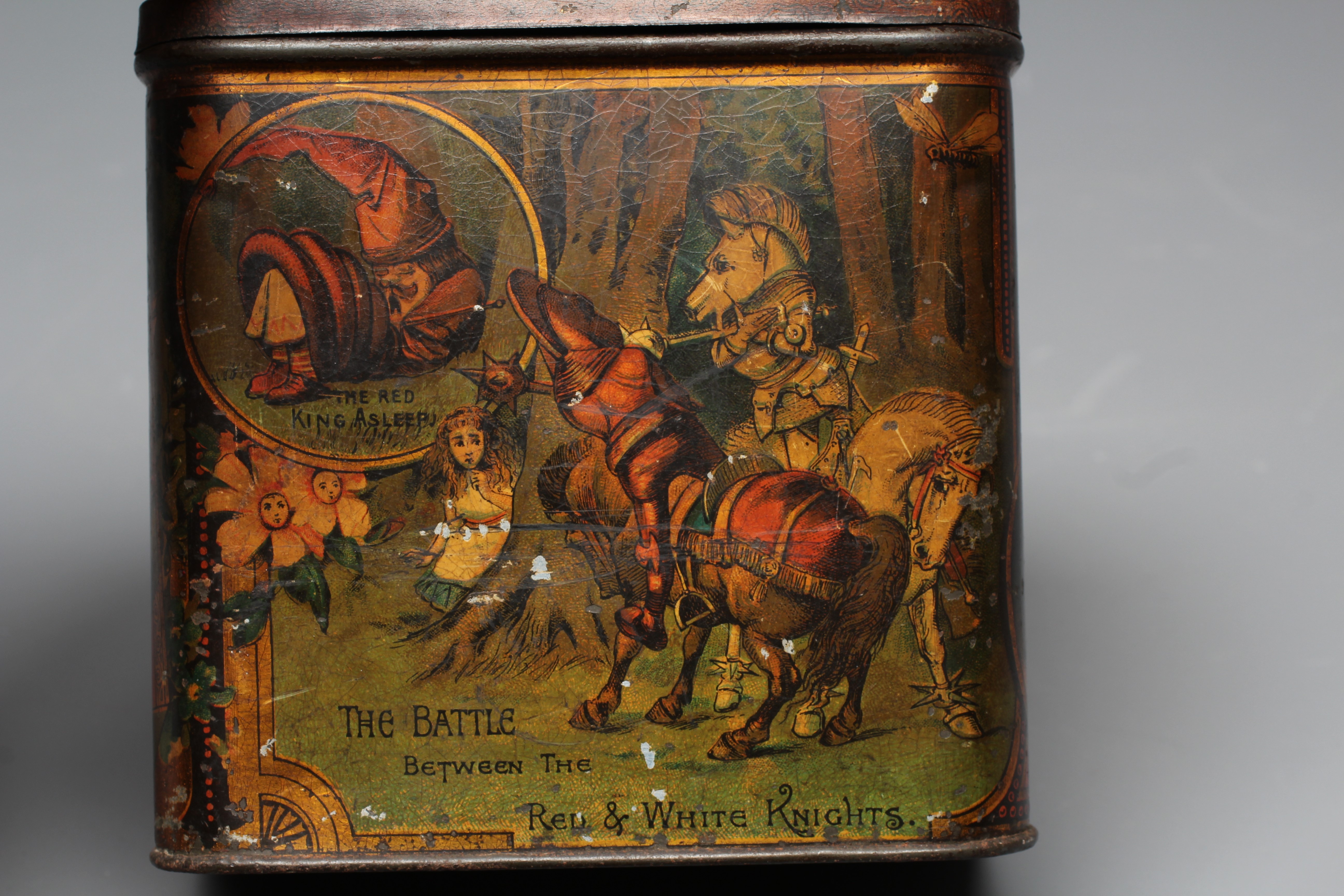 A VICTORIAN 'ALICE IN WONDERLAND' BISCUIT TIN BY W & R JACOBS LTD. of rounded oblong form Image