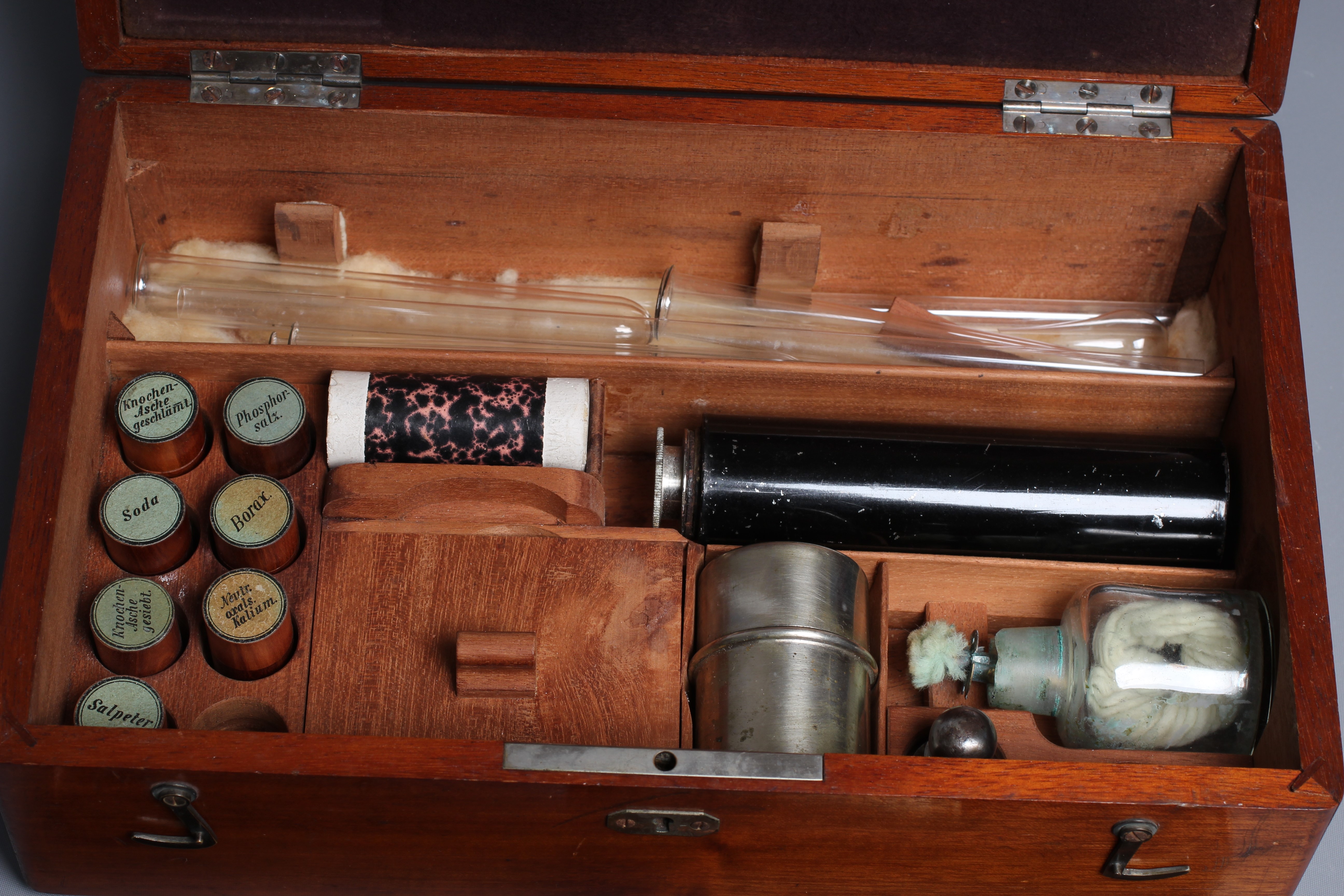 A GERMAN BLOWPIPE ANALYSIS SET used for chemical and physical testing with accessories including Image
