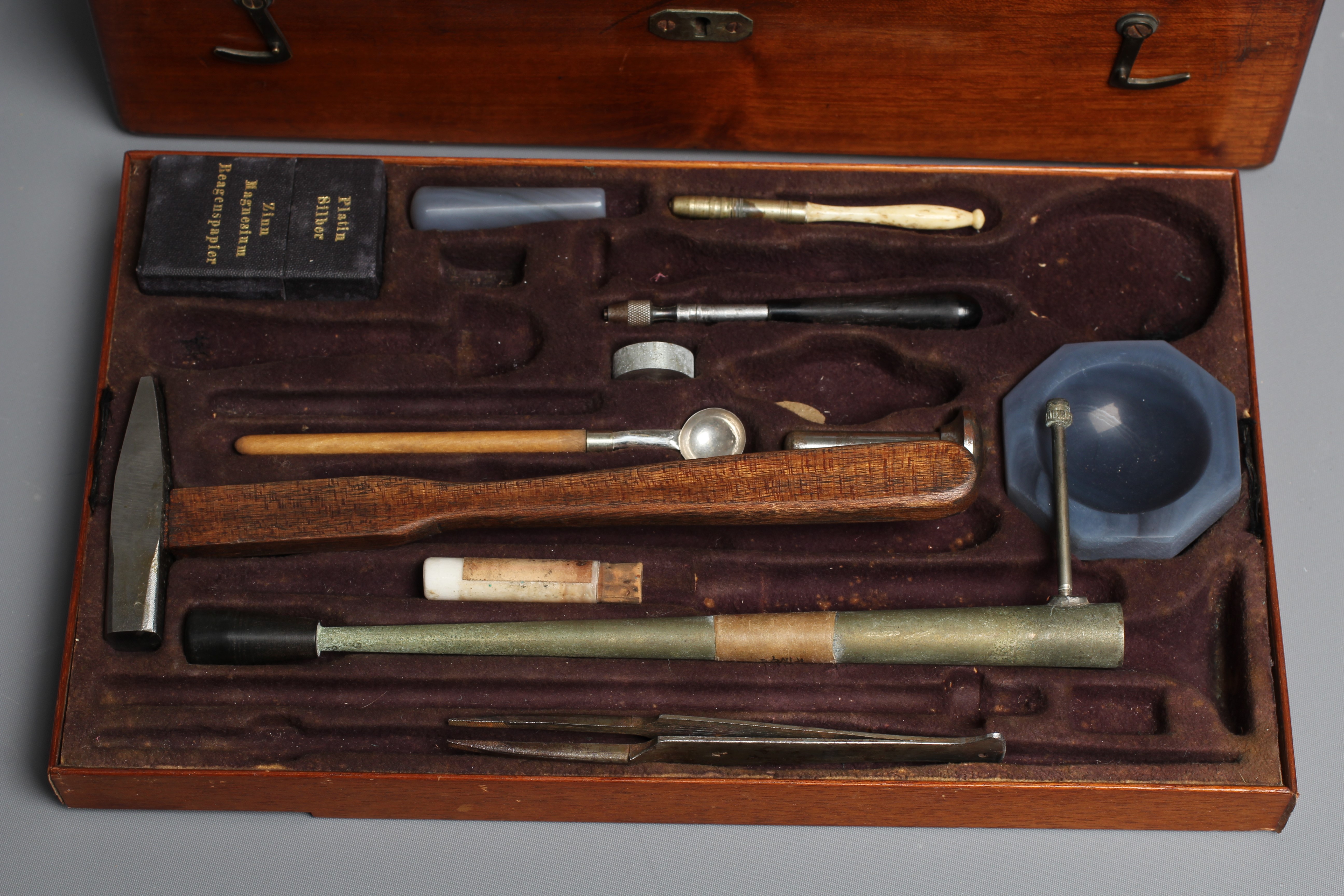 A GERMAN BLOWPIPE ANALYSIS SET used for chemical and physical testing with accessories including Image