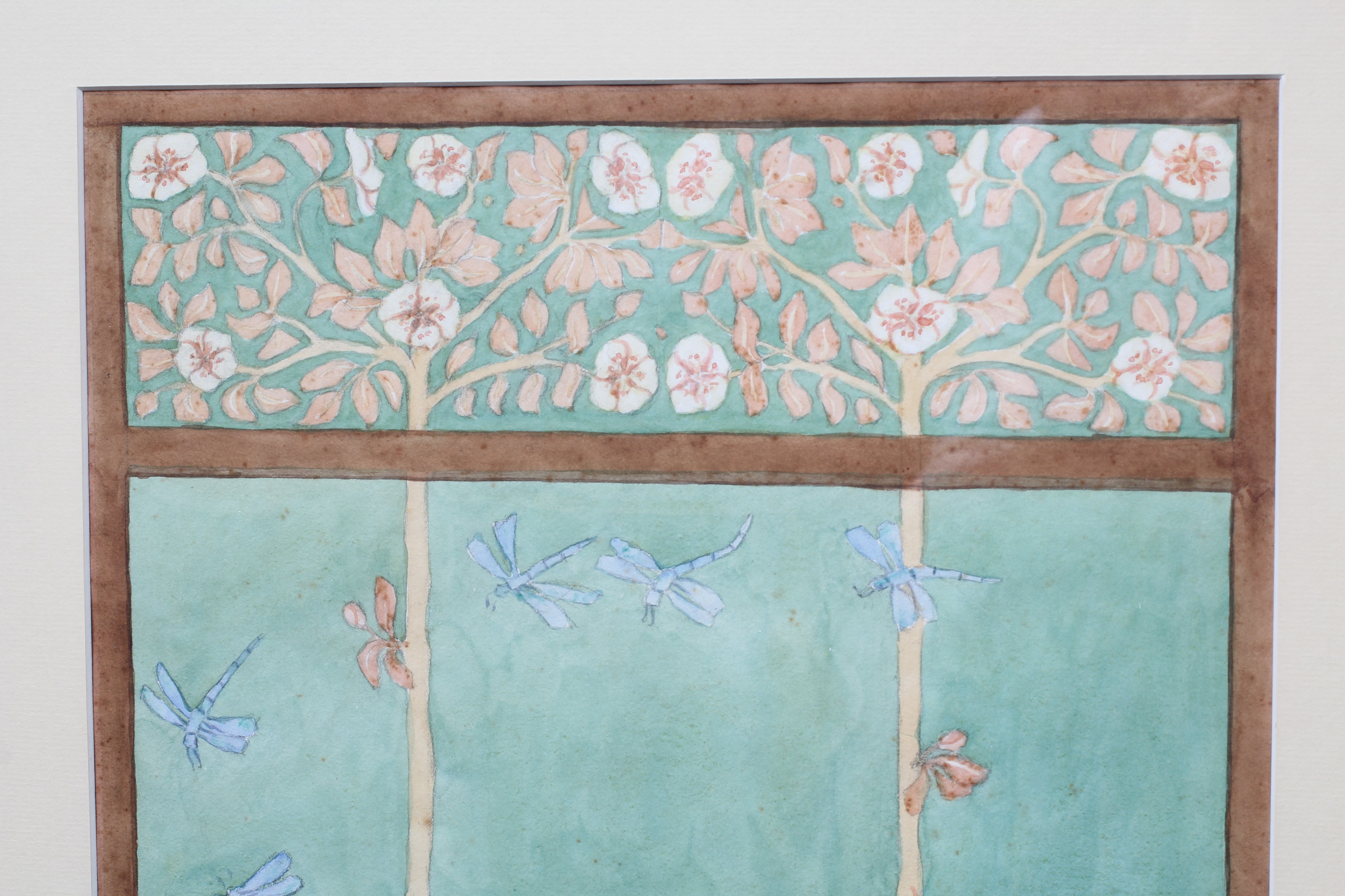 ALICE TANGYE (Exh.1890's) An Arts and Crafts watercolour study depicting butterflies and floral Image