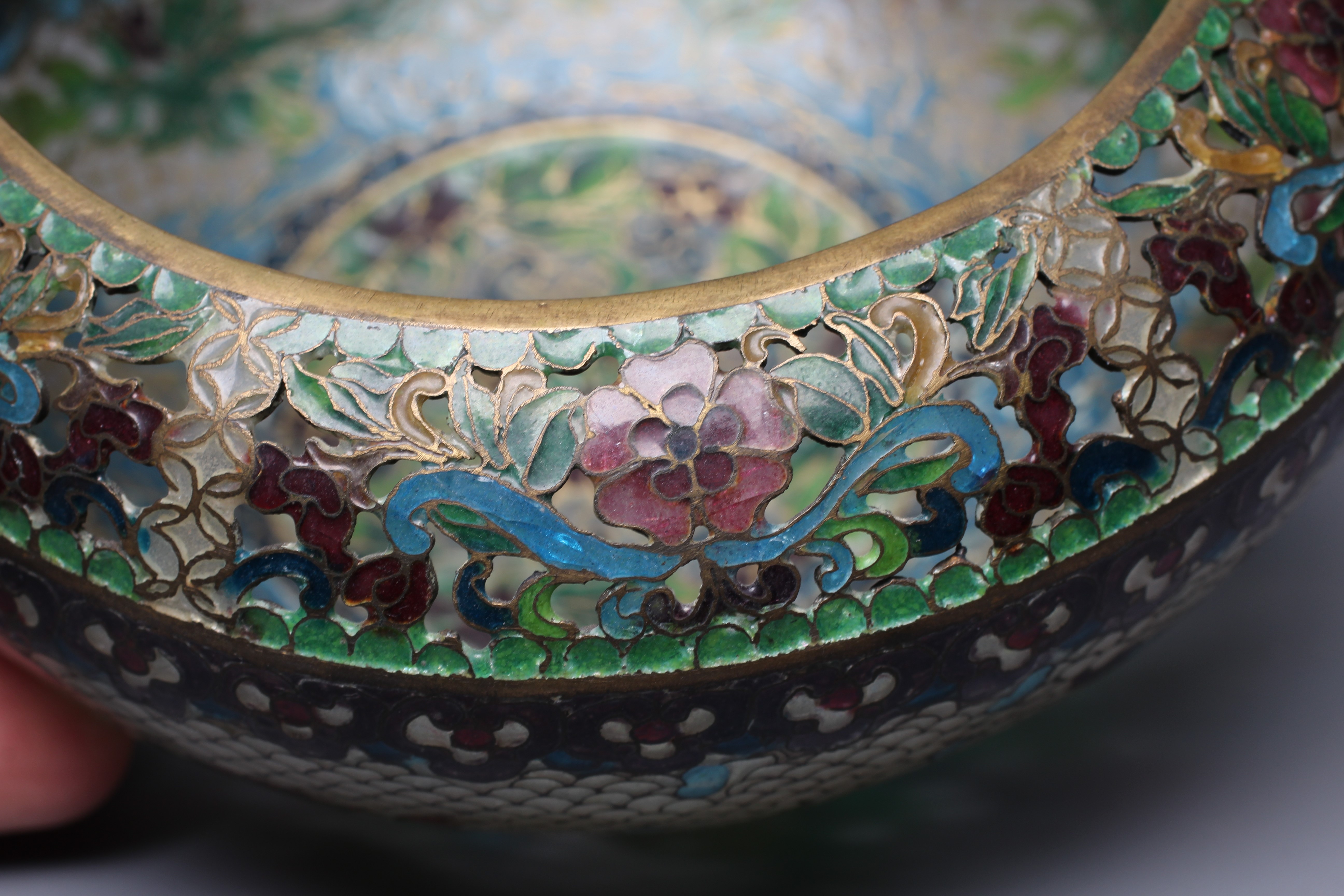 A CHINESE PLIQUE-A-JOUR ENAMEL BOWL Image
