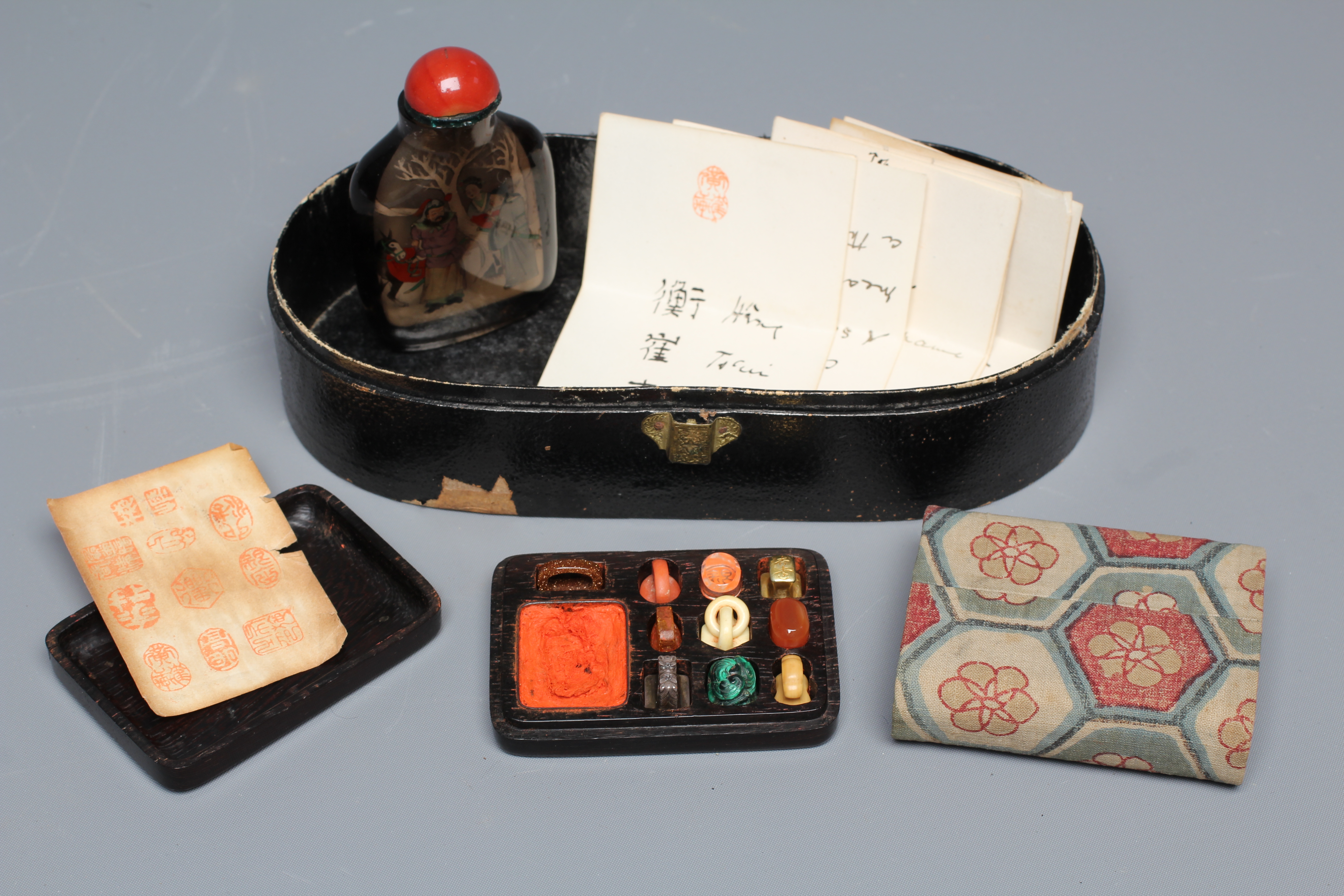A SET OF TEN CHINESE MINIATURE SEALS including cornelian Image