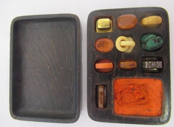 A SET OF TEN CHINESE MINIATURE SEALS including cornelian Image