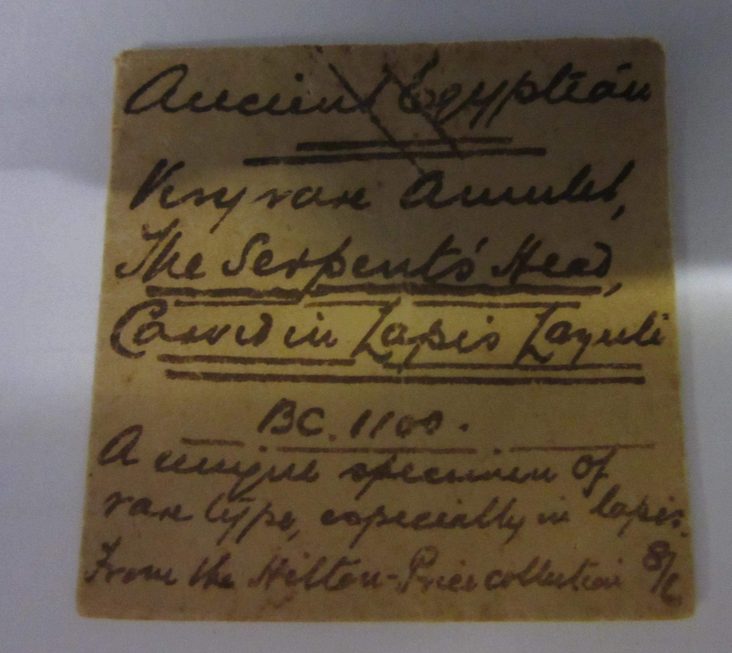 FIVE ANCIENT EGYPTIAN MINIATURES all with handwritten descriptions to small brown envelopes Image