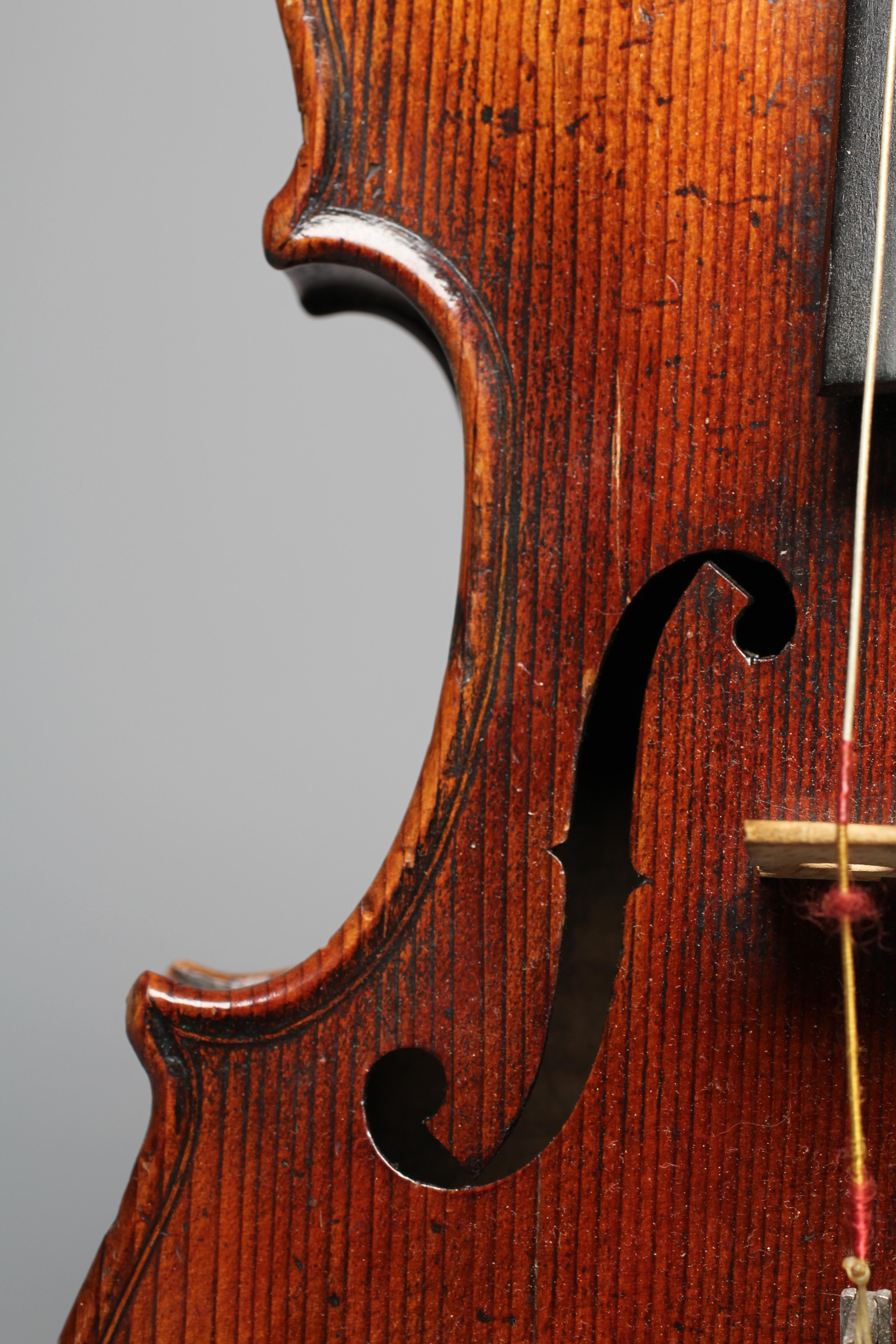 A LATE 19TH CENTURY GERMAN VIOLIN with 13" two piece back and maple ribs Image