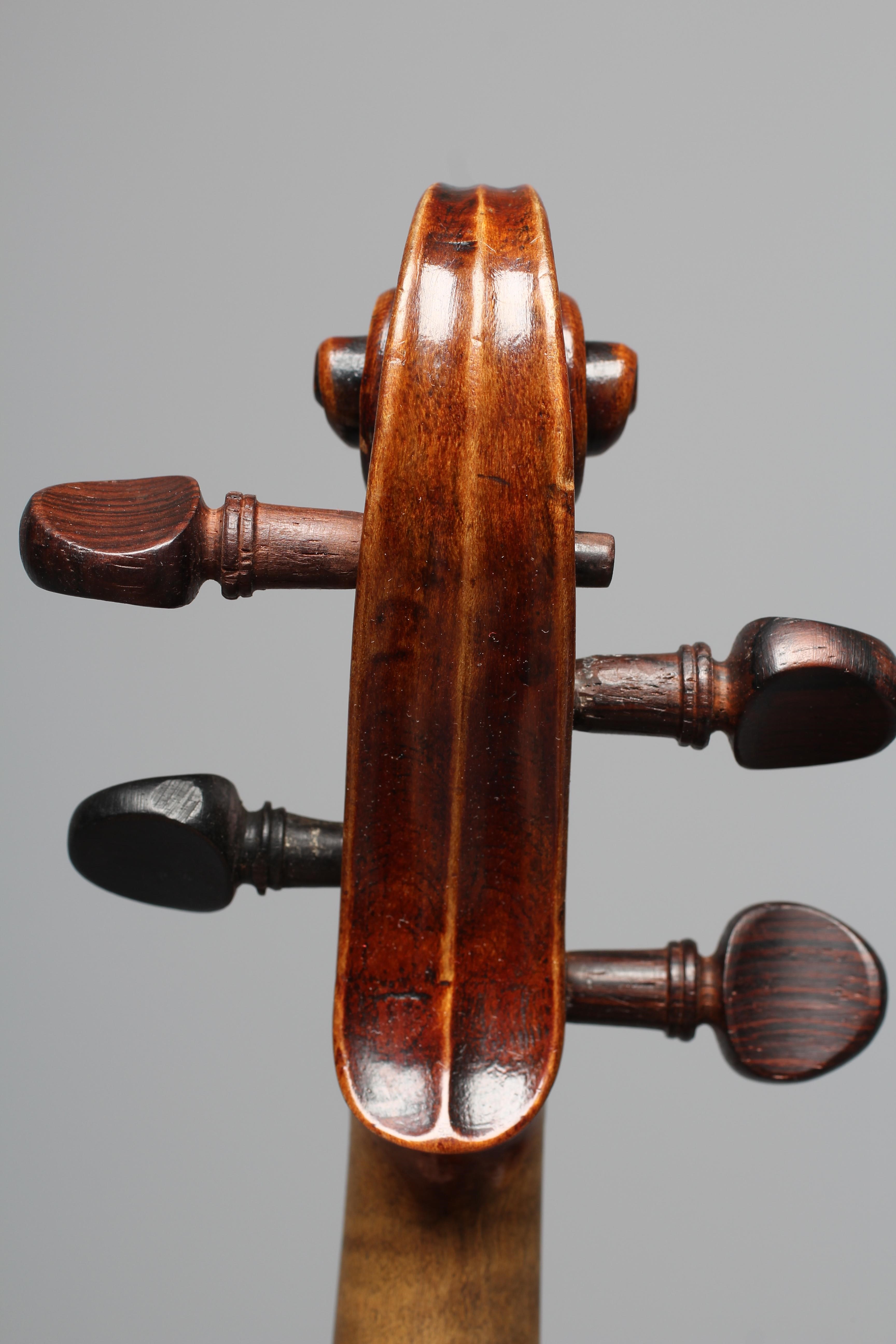 A LATE 19TH CENTURY GERMAN VIOLIN with 13" two piece back and maple ribs Image