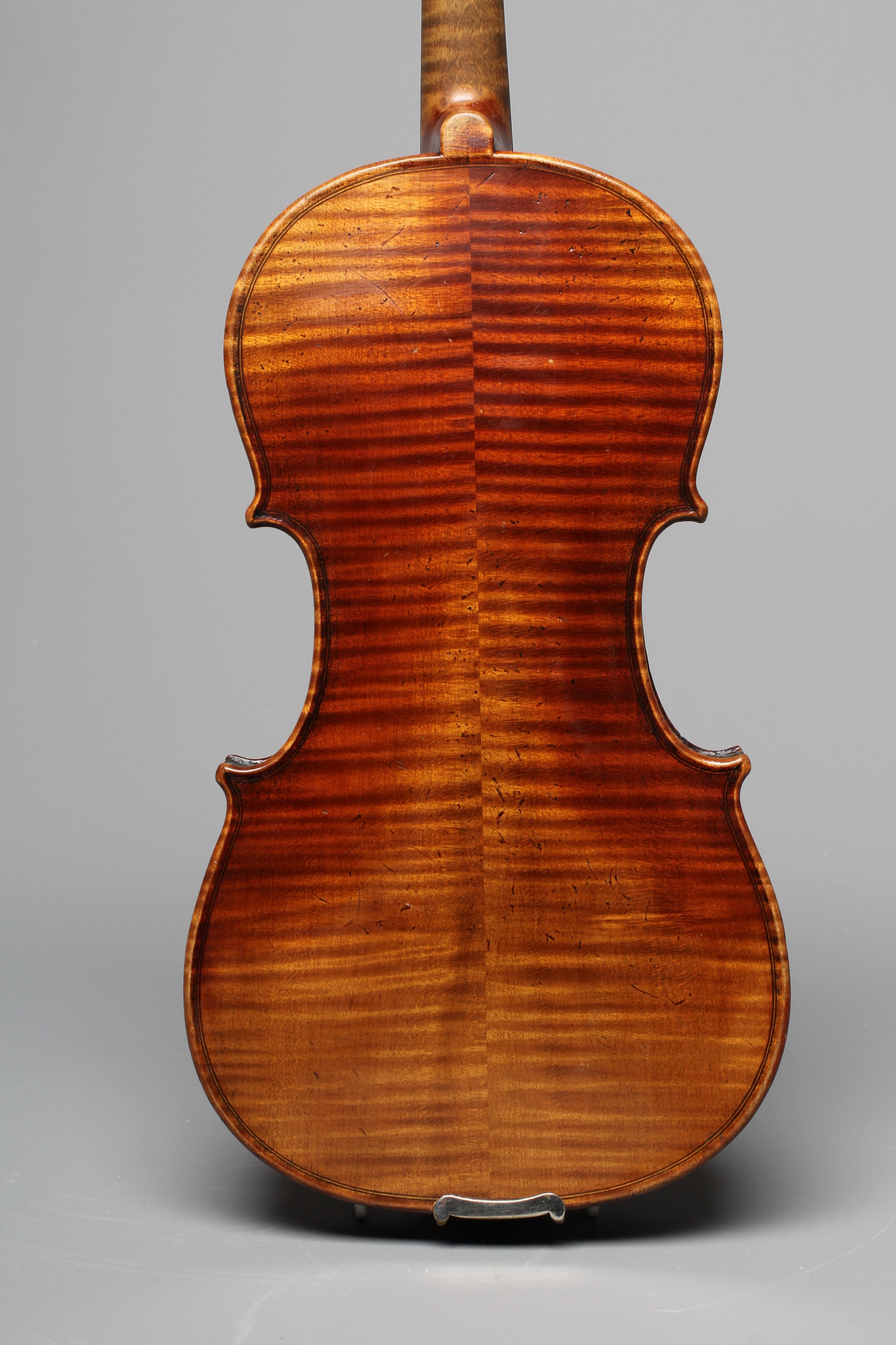 A LATE 19TH CENTURY GERMAN VIOLIN with 13" two piece back and maple ribs Image