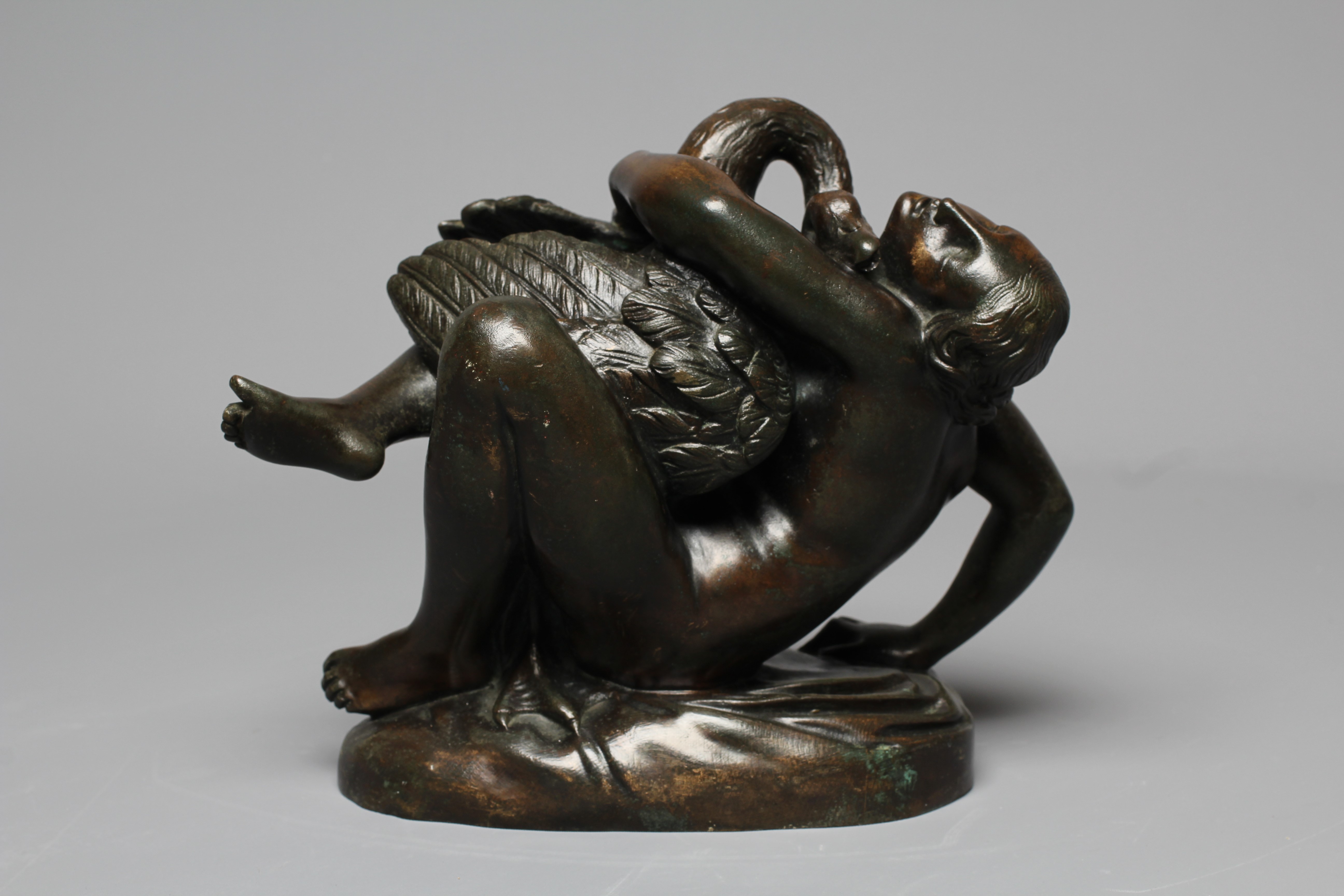 AFTER JEAN JACQUES FEUCHERE (1807-1852) Leda and the Swan, bronze with brown patina, 7 1/2" high Image