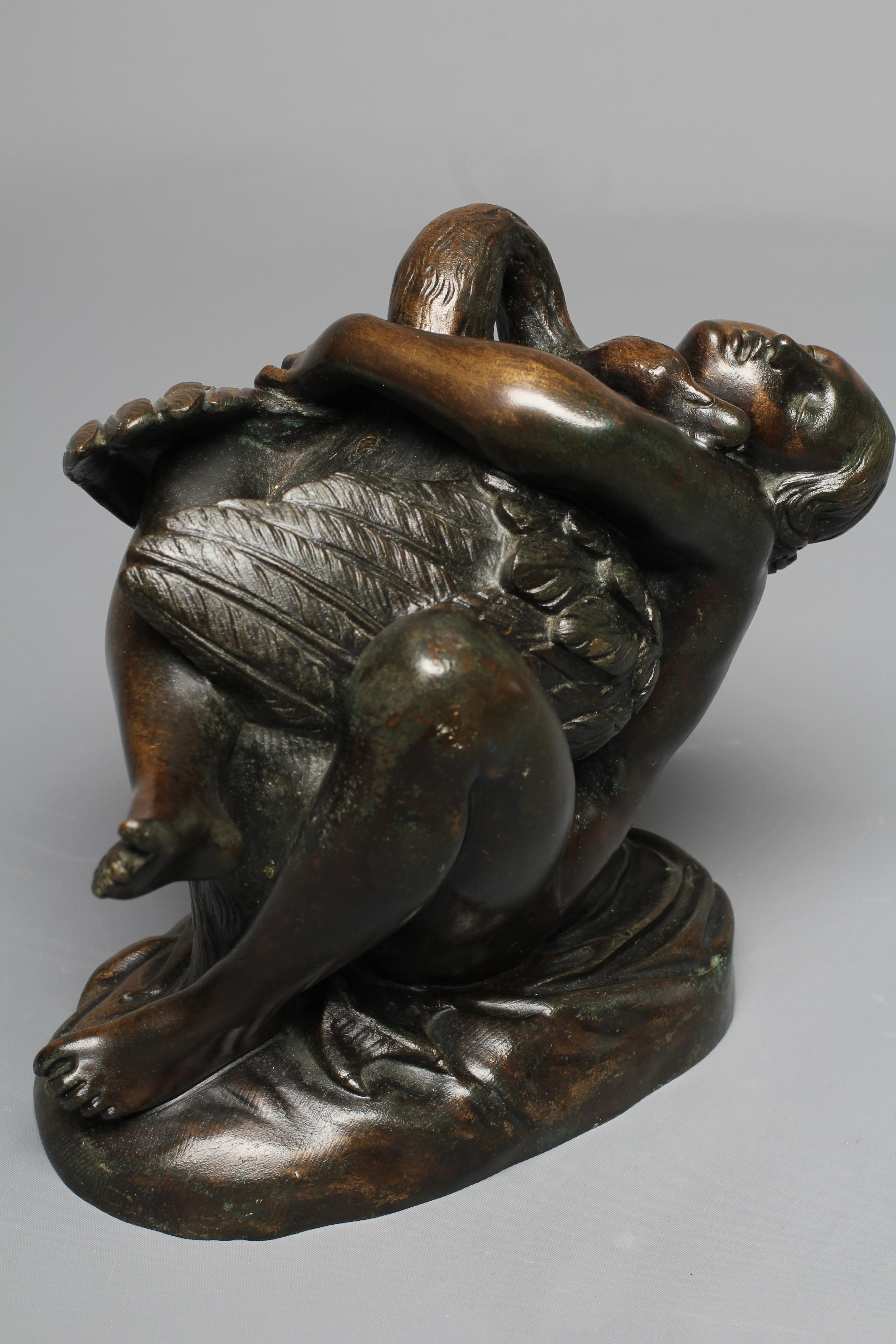 AFTER JEAN JACQUES FEUCHERE (1807-1852) Leda and the Swan, bronze with brown patina, 7 1/2" high Image