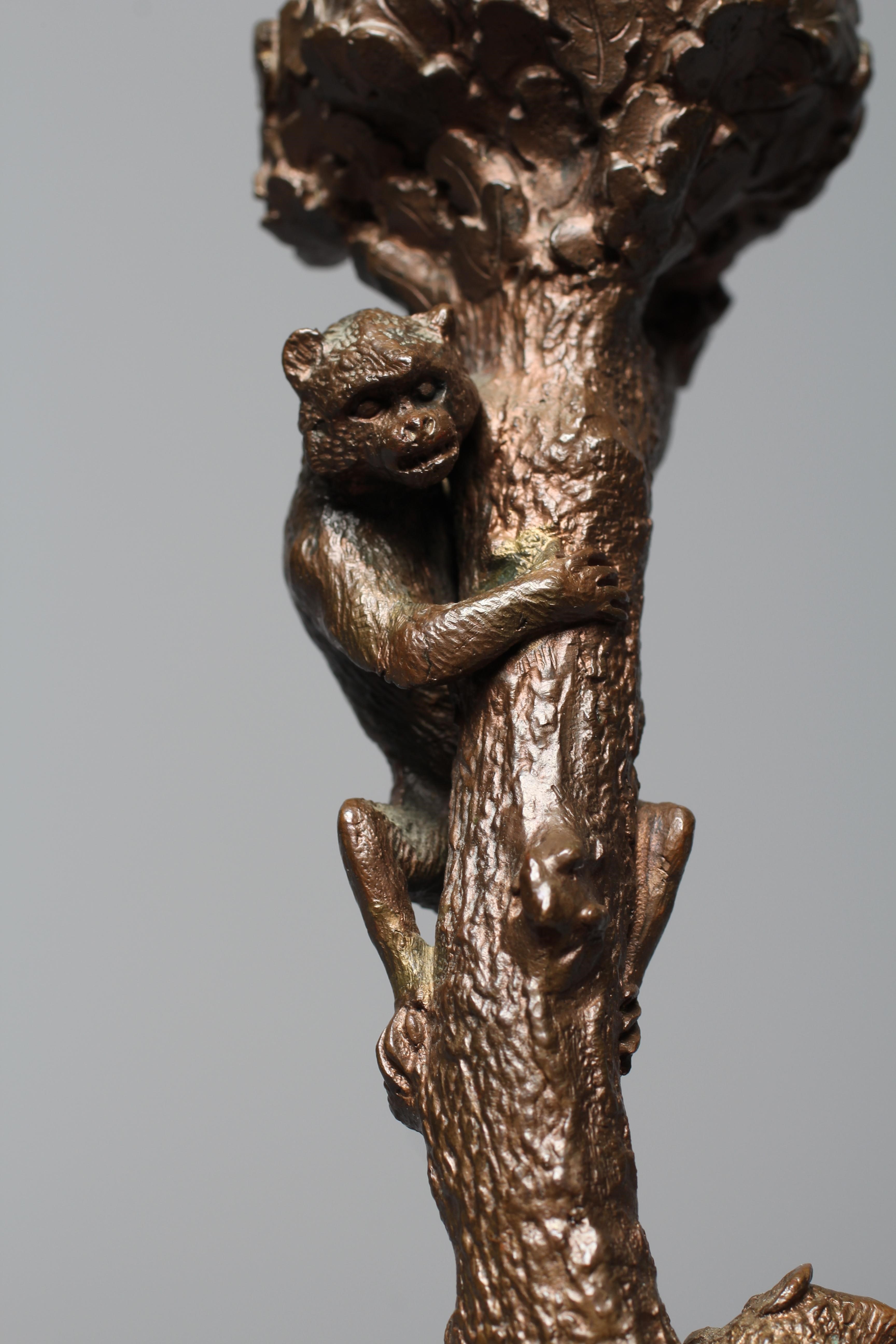 CHRISTOPHE FRATIN (1801-1864) Candlestick with climbing monkeys, inscribed 'FRATIN', bronze with Image