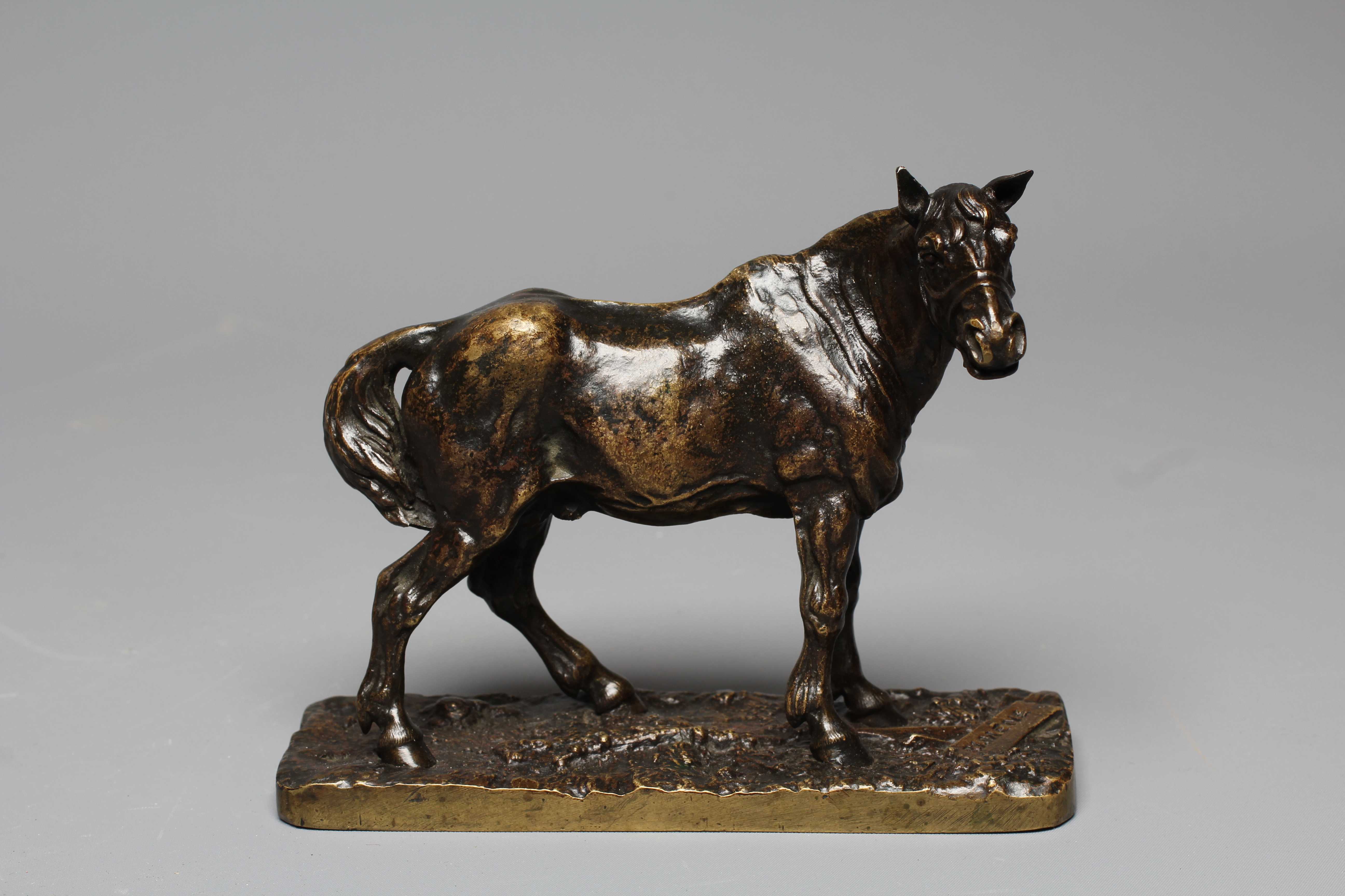 PIERRE JULES MENE (1810-1879) Standing Horse, inscribed P J Mene, bronze with brown patina, 5" high Image