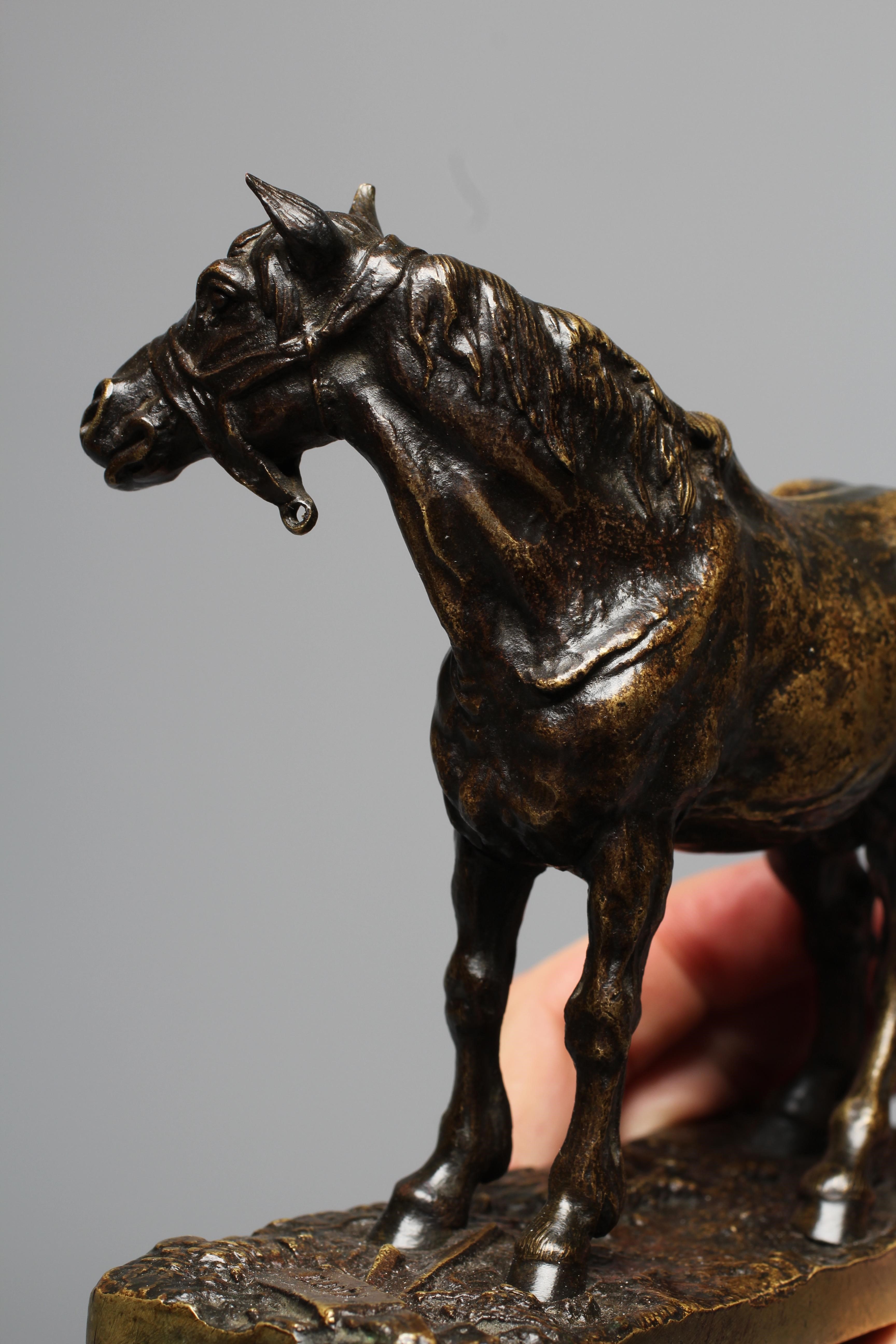 PIERRE JULES MENE (1810-1879) Standing Horse, inscribed P J Mene, bronze with brown patina, 5" high Image