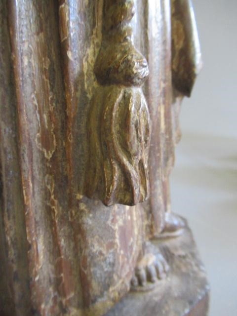 A CARVED WOOD AND PAINTED FIGURE OF ST ANTHONY OF PADUA, 17th century, modelled standing and with a Image