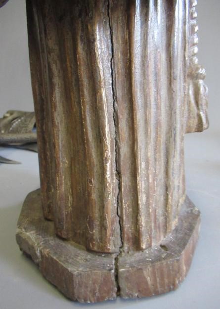 A CARVED WOOD AND PAINTED FIGURE OF ST ANTHONY OF PADUA, 17th century, modelled standing and with a Image