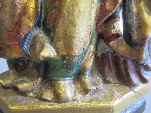 AN 18TH CENTURY CARVED WOOD AND POLYCHROME DECORATED FIGURE OF ST ANN AND THE VIRGIN Image
