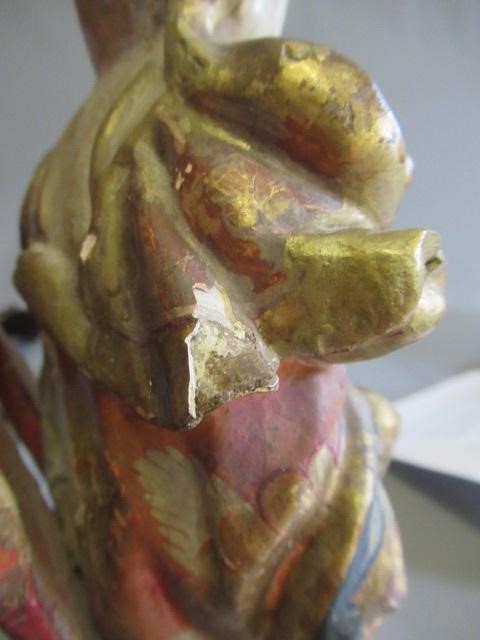 AN 18TH CENTURY CARVED WOOD AND POLYCHROME DECORATED FIGURE OF ST ANN AND THE VIRGIN Image
