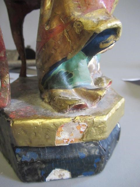 AN 18TH CENTURY CARVED WOOD AND POLYCHROME DECORATED FIGURE OF ST ANN AND THE VIRGIN Image