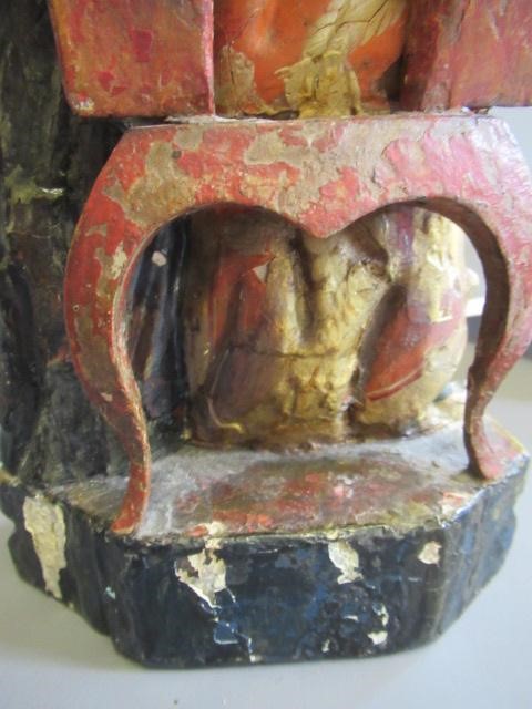 AN 18TH CENTURY CARVED WOOD AND POLYCHROME DECORATED FIGURE OF ST ANN AND THE VIRGIN Image