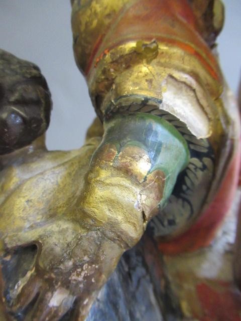 AN 18TH CENTURY CARVED WOOD AND POLYCHROME DECORATED FIGURE OF ST ANN AND THE VIRGIN Image