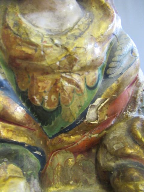 AN 18TH CENTURY CARVED WOOD AND POLYCHROME DECORATED FIGURE OF ST ANN AND THE VIRGIN Image