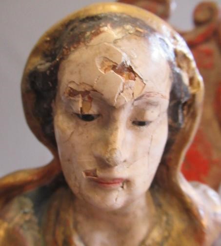 AN 18TH CENTURY CARVED WOOD AND POLYCHROME DECORATED FIGURE OF ST ANN AND THE VIRGIN Image