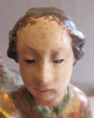 AN 18TH CENTURY CARVED WOOD AND POLYCHROME DECORATED FIGURE OF ST ANN AND THE VIRGIN Image