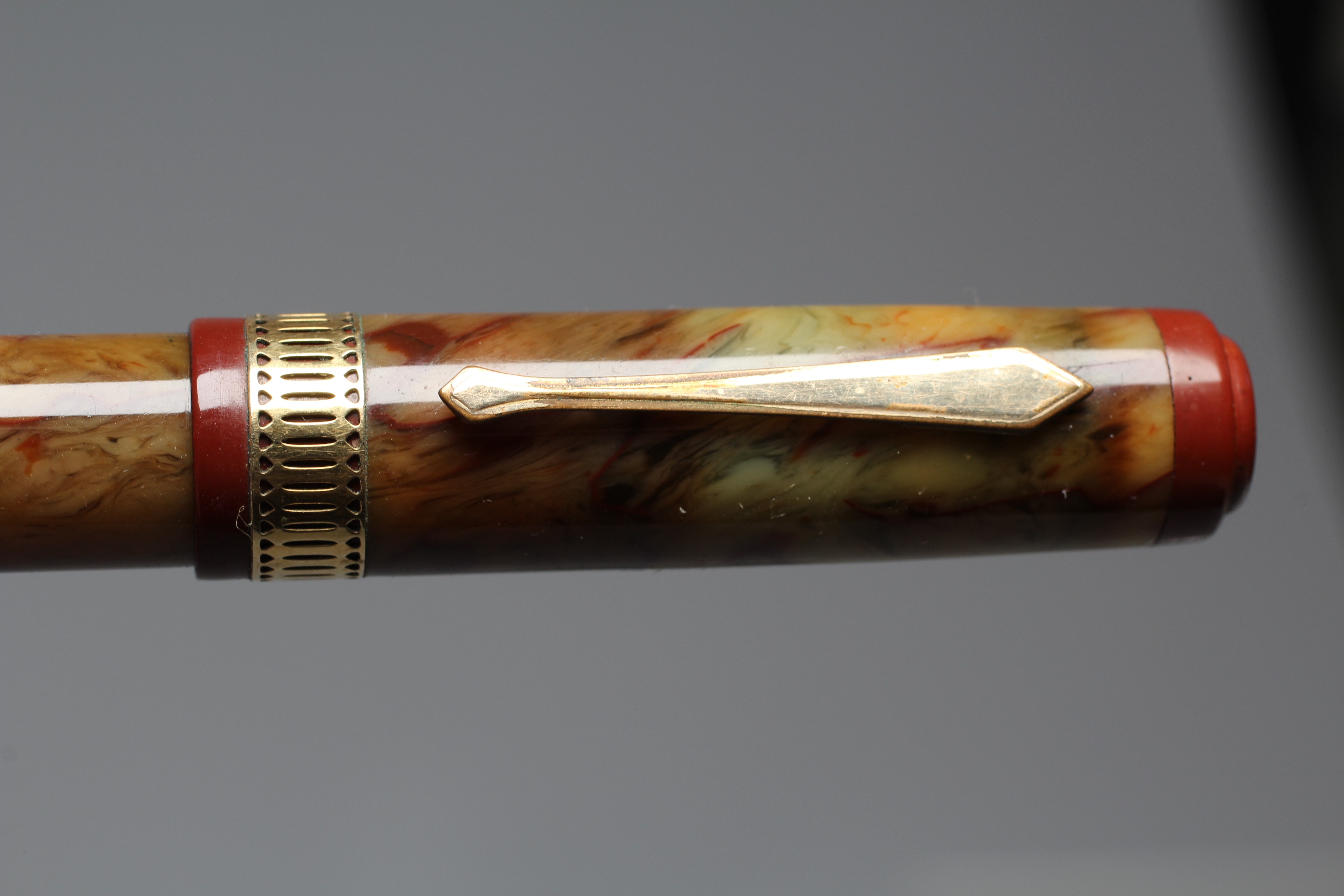 WATERMAN: 1930's Patrician onyx celluloid lever filler fountain pen with gold plated trim Image
