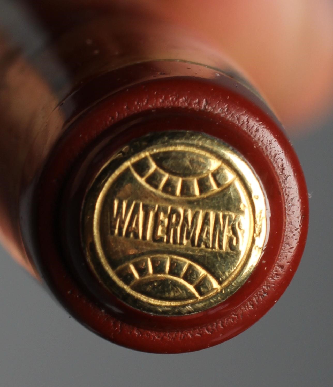 WATERMAN: 1930's Patrician onyx celluloid lever filler fountain pen with gold plated trim Image