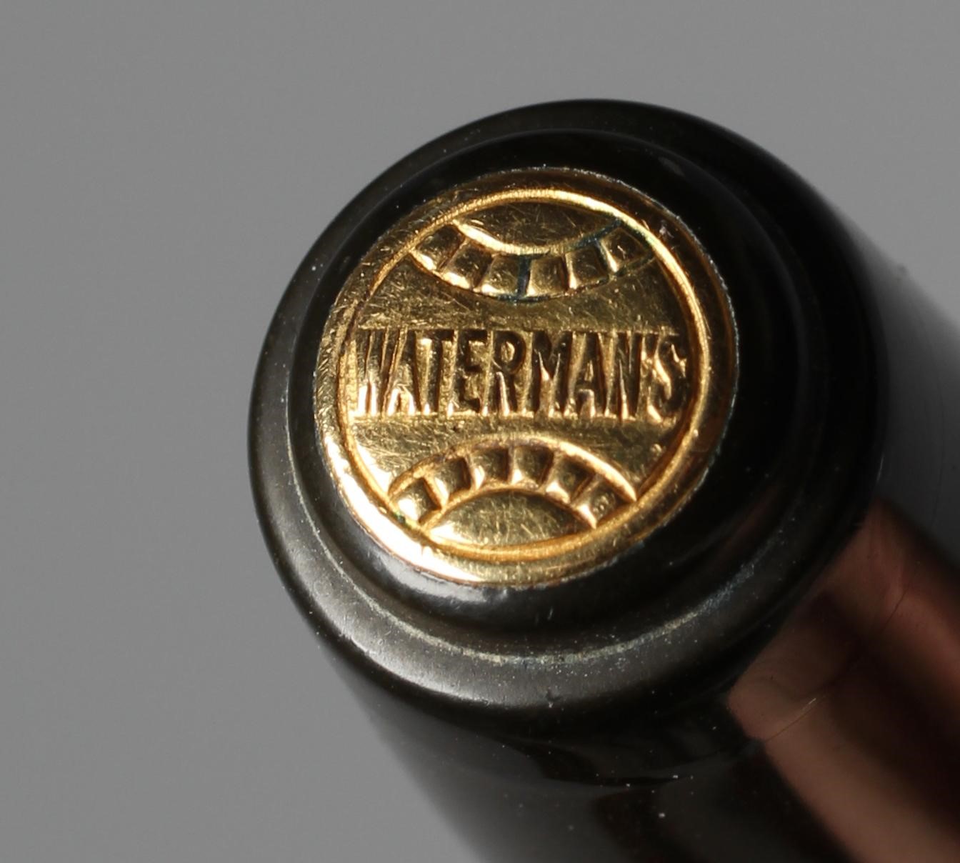 WATERMAN: 1930's Patrician black celluloid lever filler fountain pen with gold plated trim Image