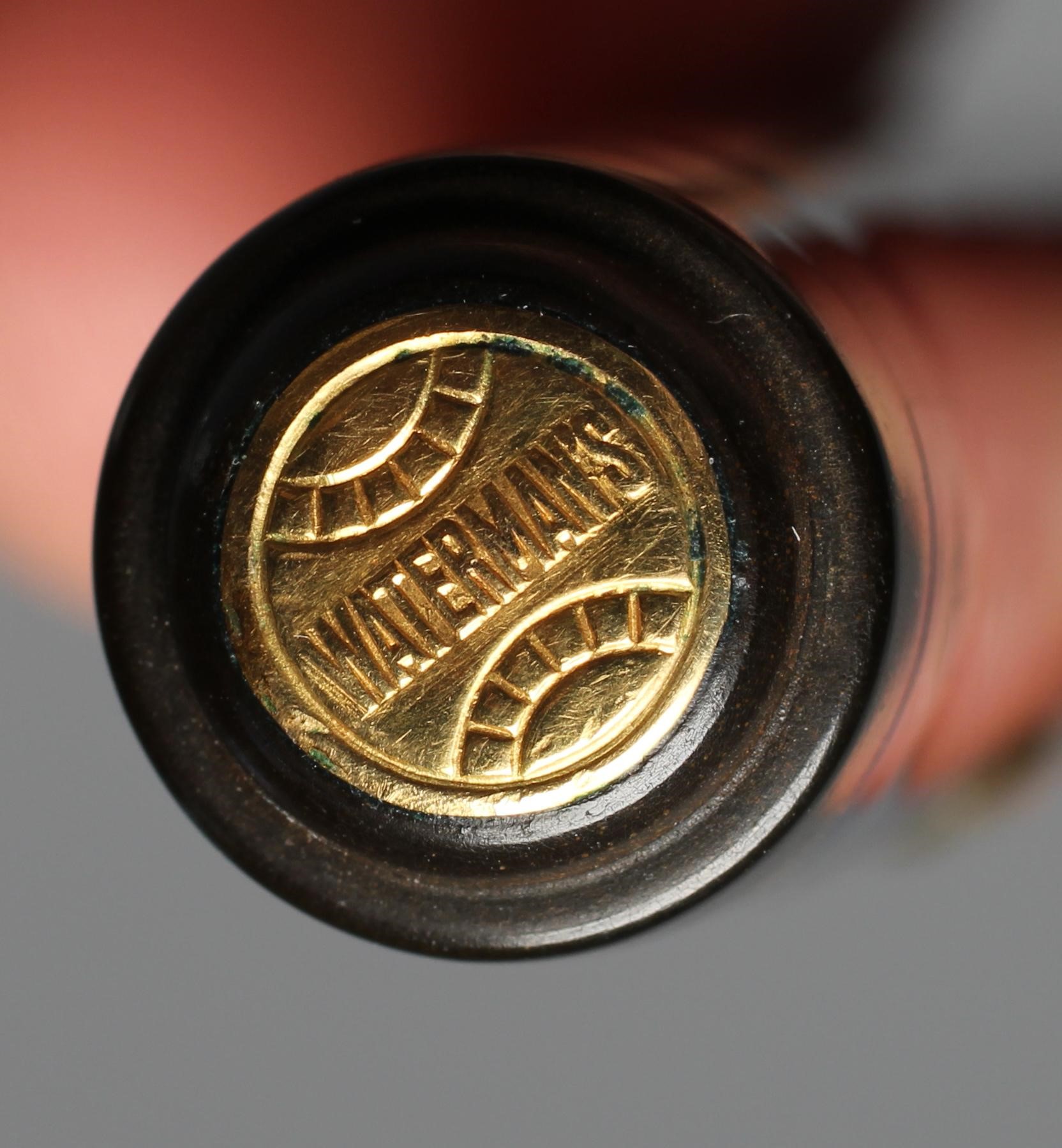 WATERMAN: 1930's Patrician blue and bronze celluloid lever filler fountain pen with gold plated trim Image