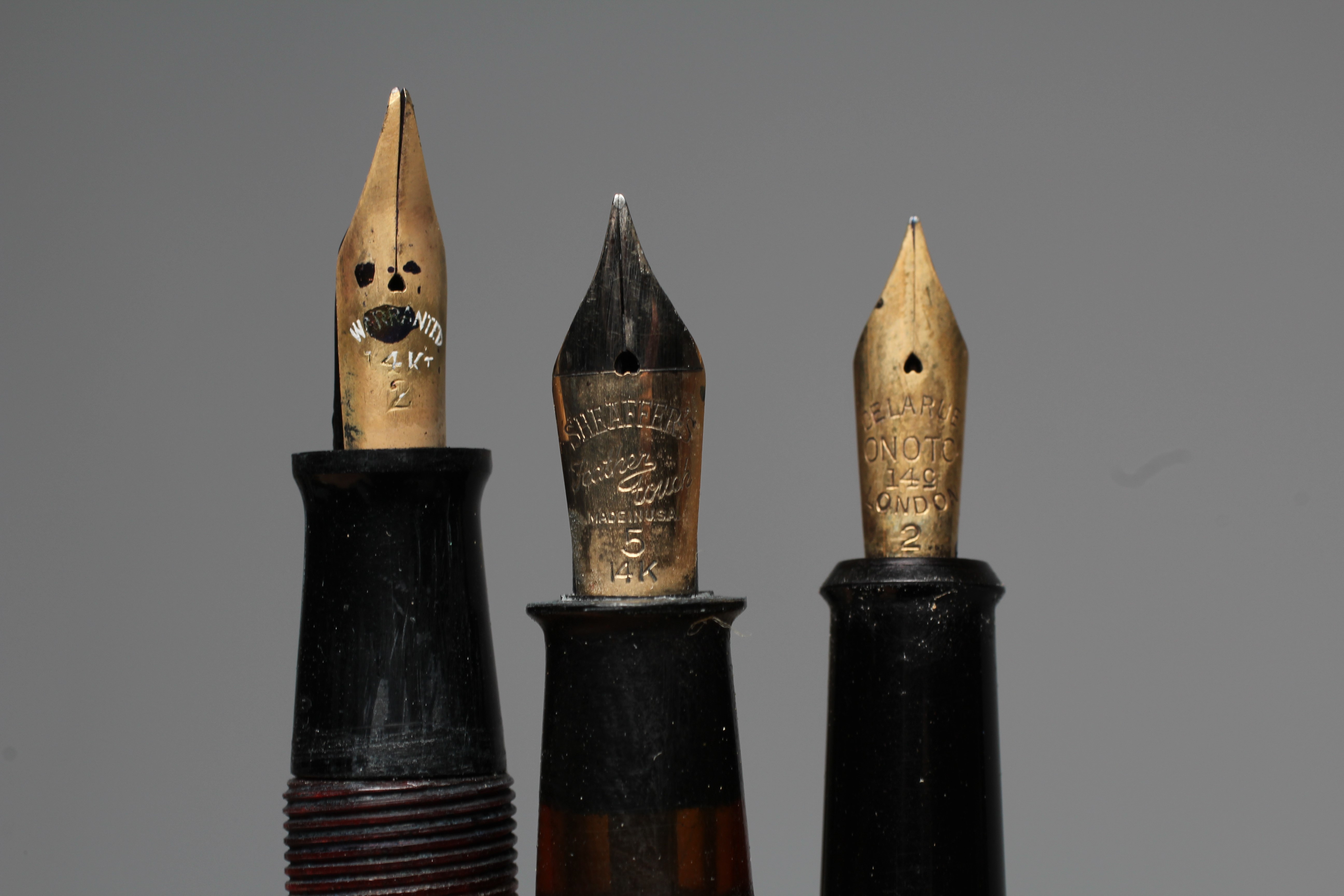 SIX FOUNTAIN PENS: comprising a black Onoto De La Rue pen marked 14ct Image
