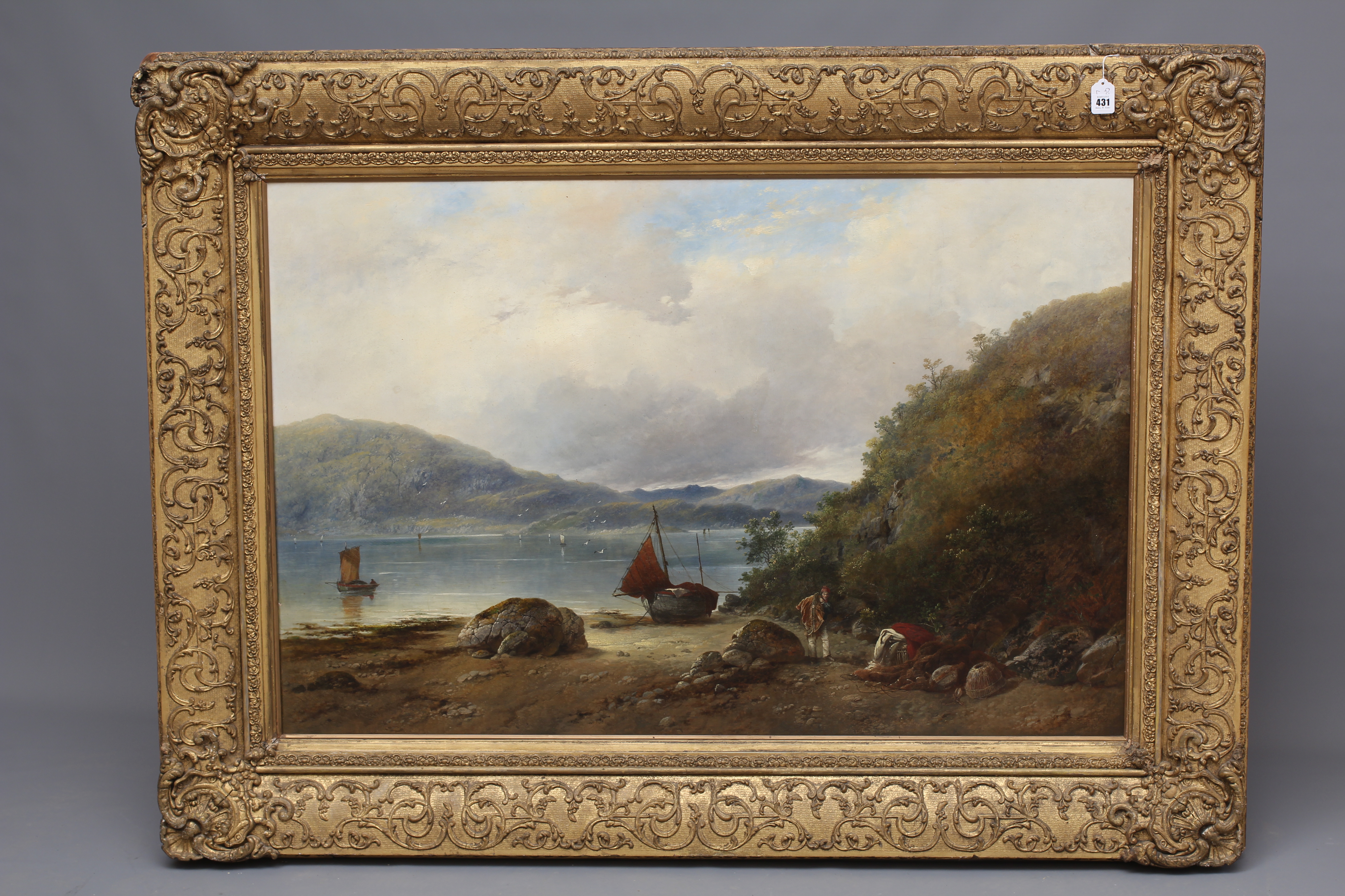 JAMES CHARLES WARD (act.1830-1875) Loch Etive, signed lower right, oil on canvas, 31" x 48", gilt Image
