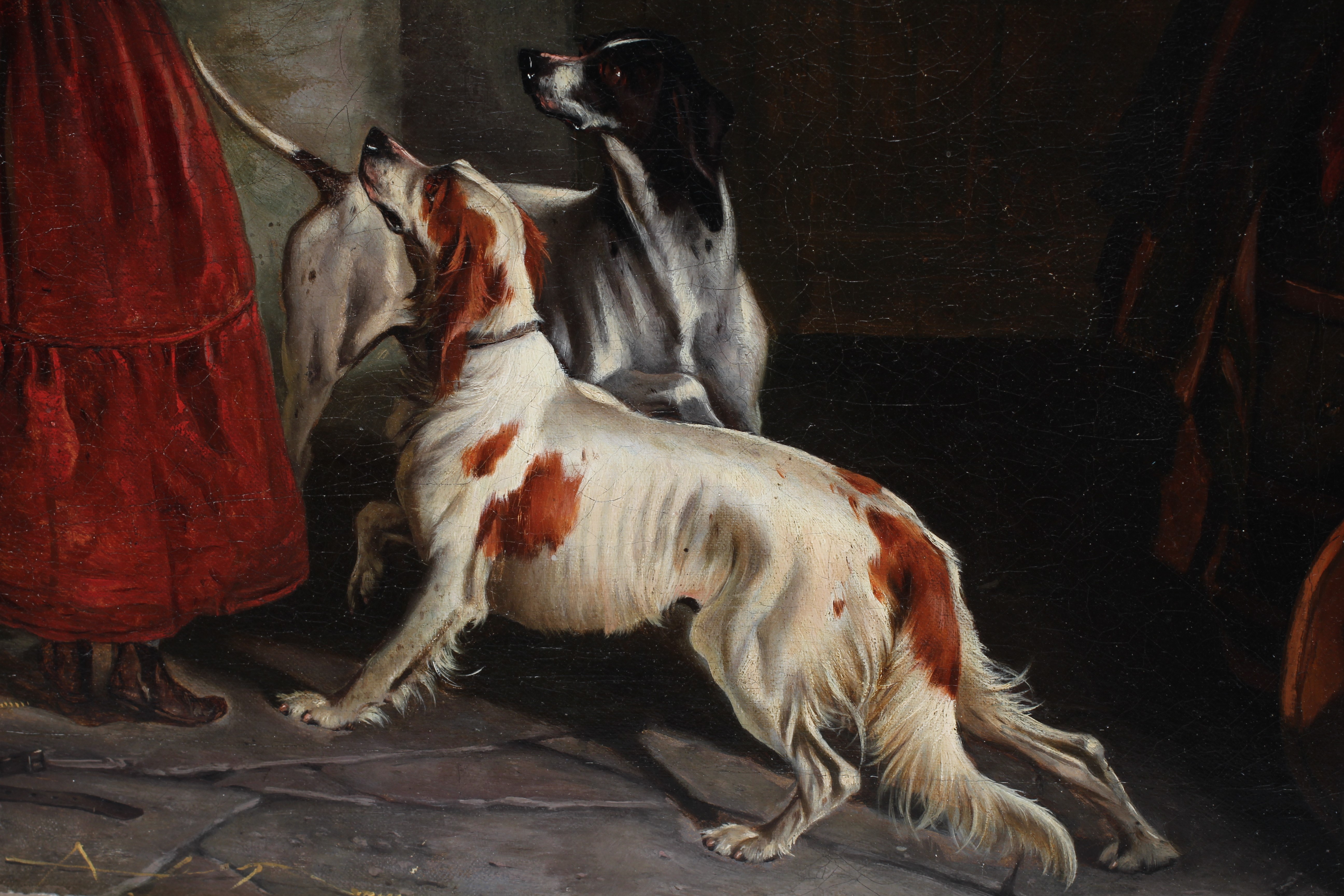 JOHN ALFRED WHEELER OF BATH (1821-1877) Stable Interior with a Young Girl, Horse, Goat and Dogs, Image