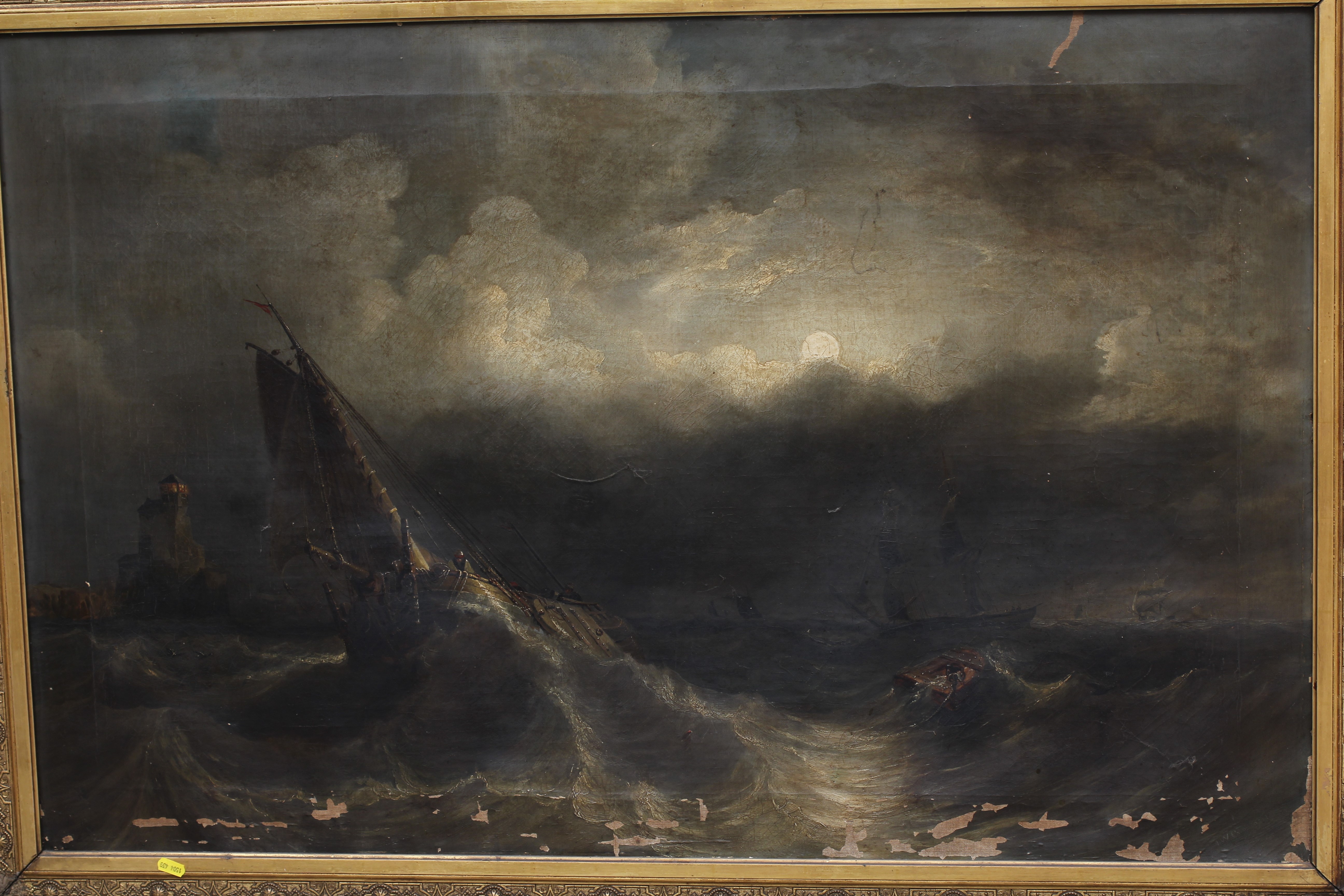 JAMES WILSON CARMICHAEL (1800-1868) Shipping on a Rough Sea, signed lower right, oil on canvas, 30" Image