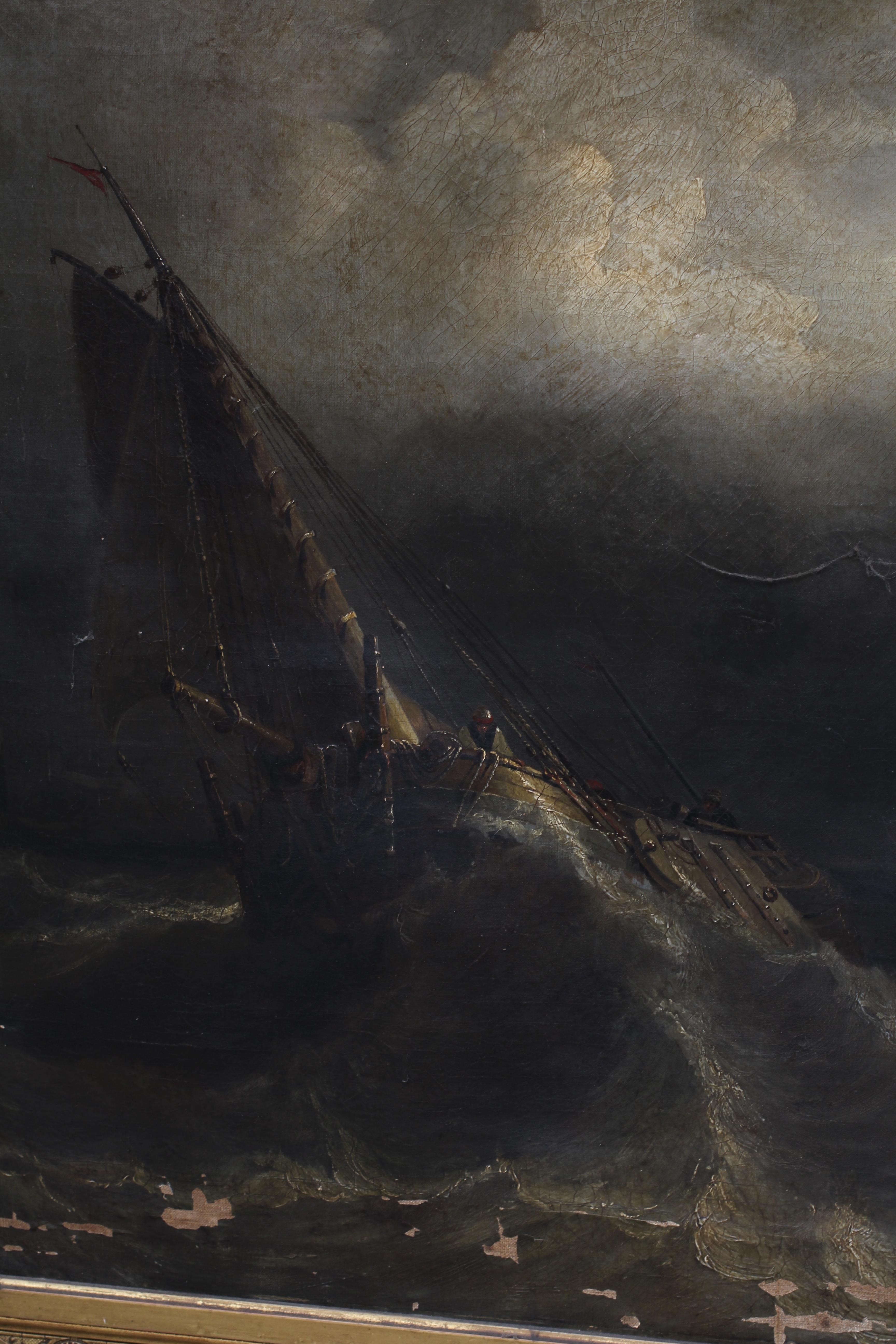 JAMES WILSON CARMICHAEL (1800-1868) Shipping on a Rough Sea, signed lower right, oil on canvas, 30" Image