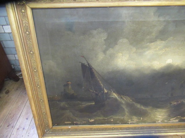 JAMES WILSON CARMICHAEL (1800-1868) Shipping on a Rough Sea, signed lower right, oil on canvas, 30" Image