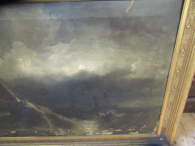 JAMES WILSON CARMICHAEL (1800-1868) Shipping on a Rough Sea, signed lower right, oil on canvas, 30" Image