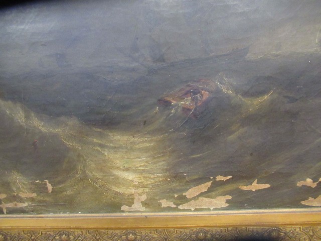 JAMES WILSON CARMICHAEL (1800-1868) Shipping on a Rough Sea, signed lower right, oil on canvas, 30" Image