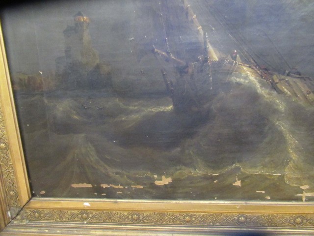JAMES WILSON CARMICHAEL (1800-1868) Shipping on a Rough Sea, signed lower right, oil on canvas, 30" Image