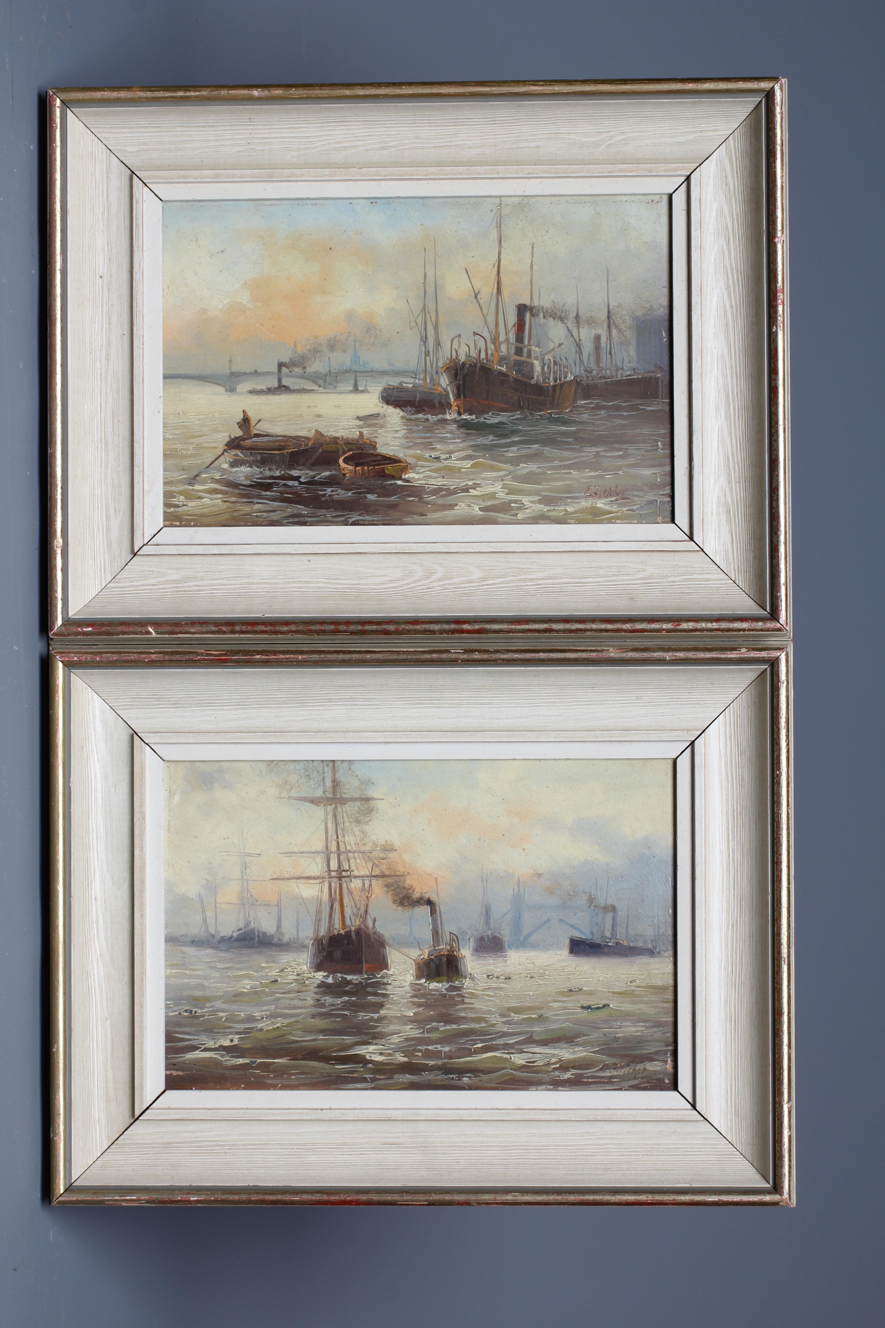 EDWIN HENRY EUGENE FLETCHER (1857-1945) 'View of Tower Bridge from the River Thames' and 'Busy Image