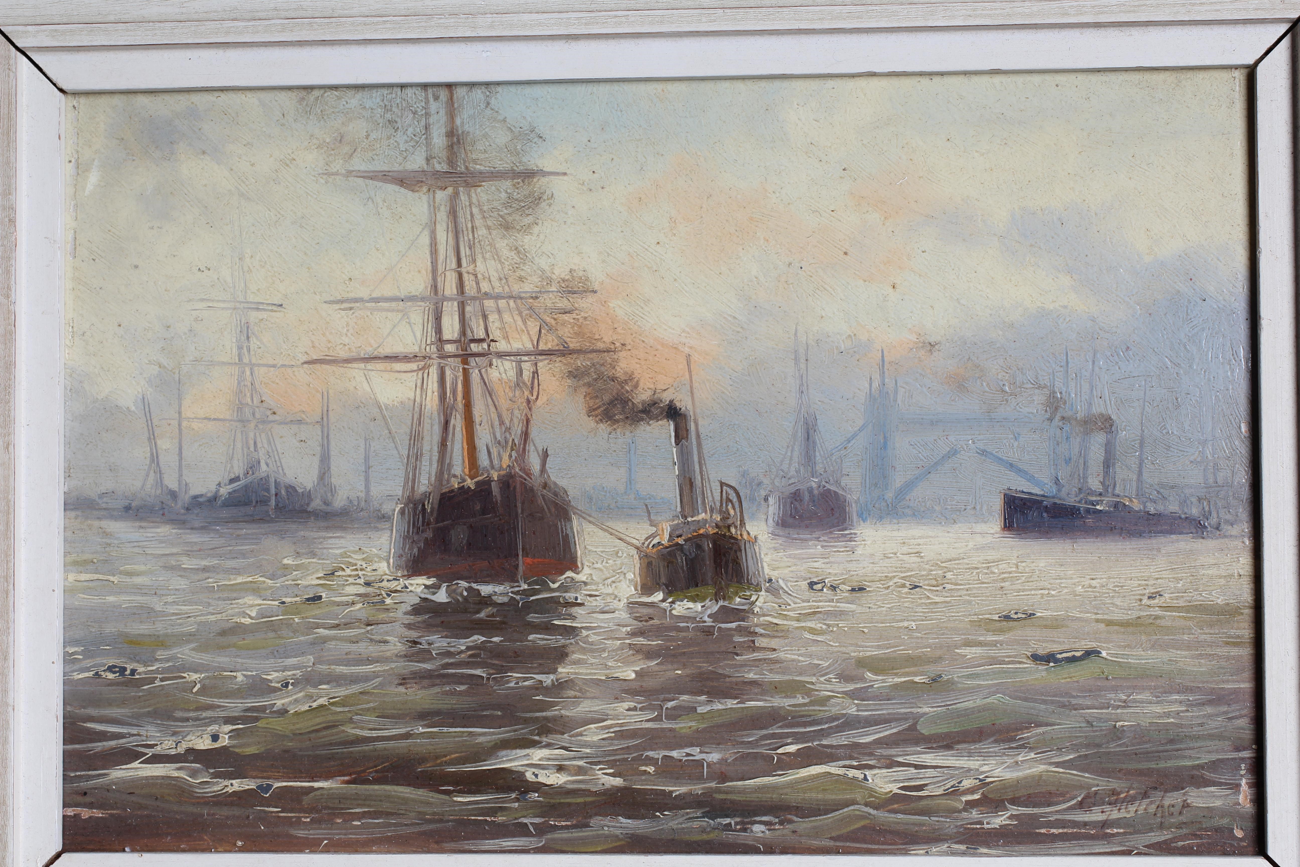 EDWIN HENRY EUGENE FLETCHER (1857-1945) 'View of Tower Bridge from the River Thames' and 'Busy Image