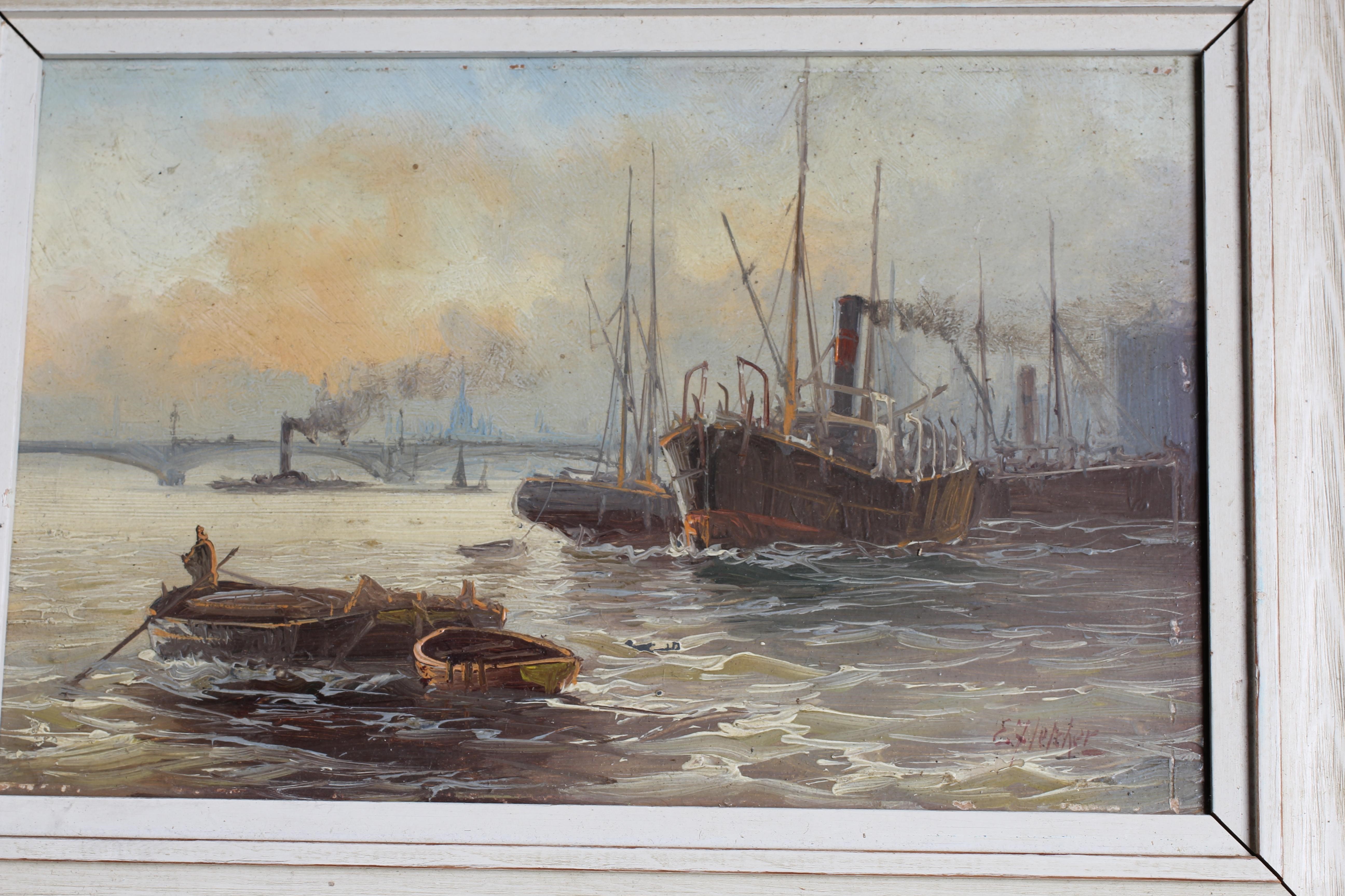 EDWIN HENRY EUGENE FLETCHER (1857-1945) 'View of Tower Bridge from the River Thames' and 'Busy Image