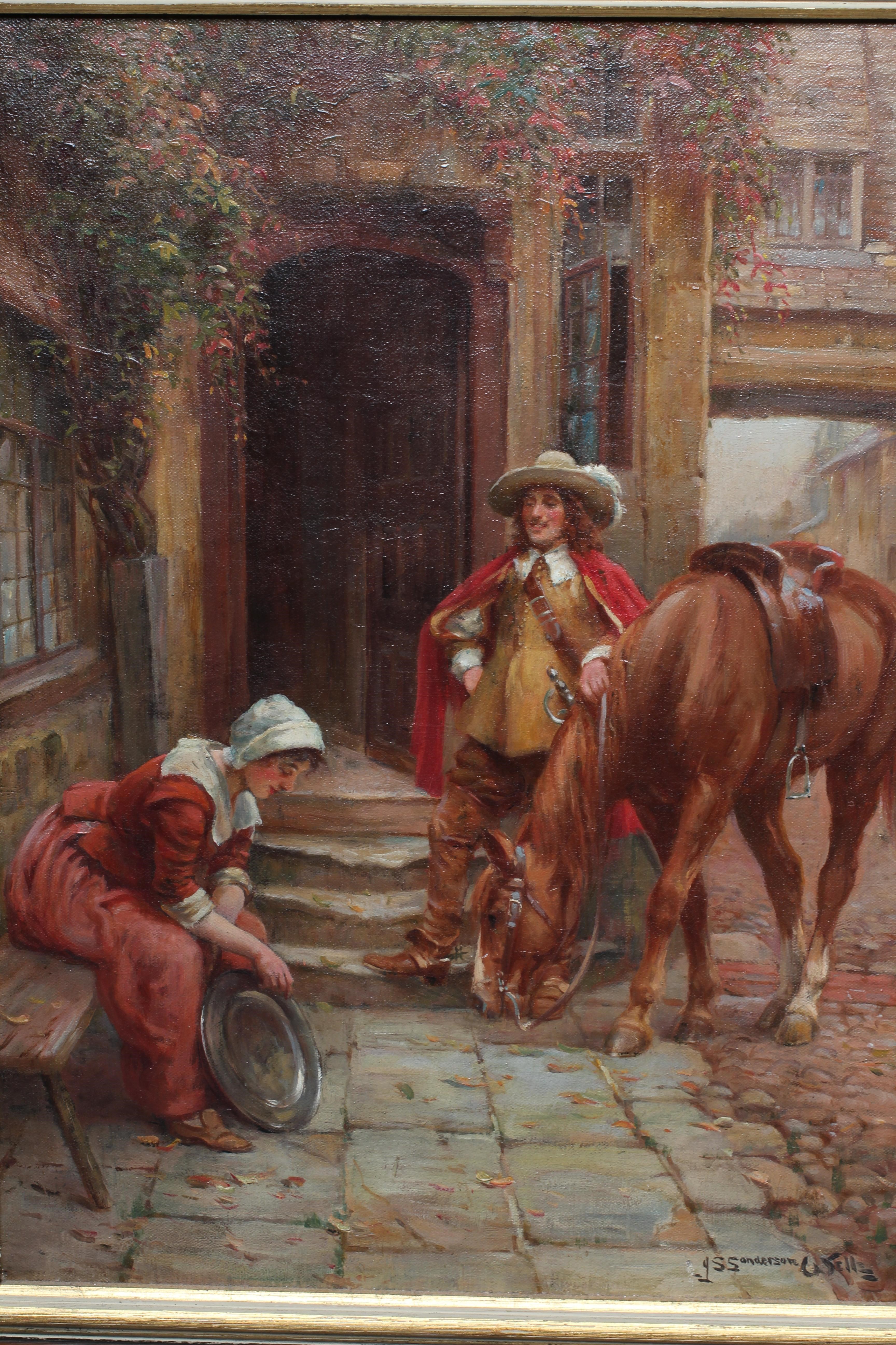 JOHN SANDERSON WELLS (1872-1955) The Maid at the Inn, signed lower right, oil on canvas, 16 3/4" x Image