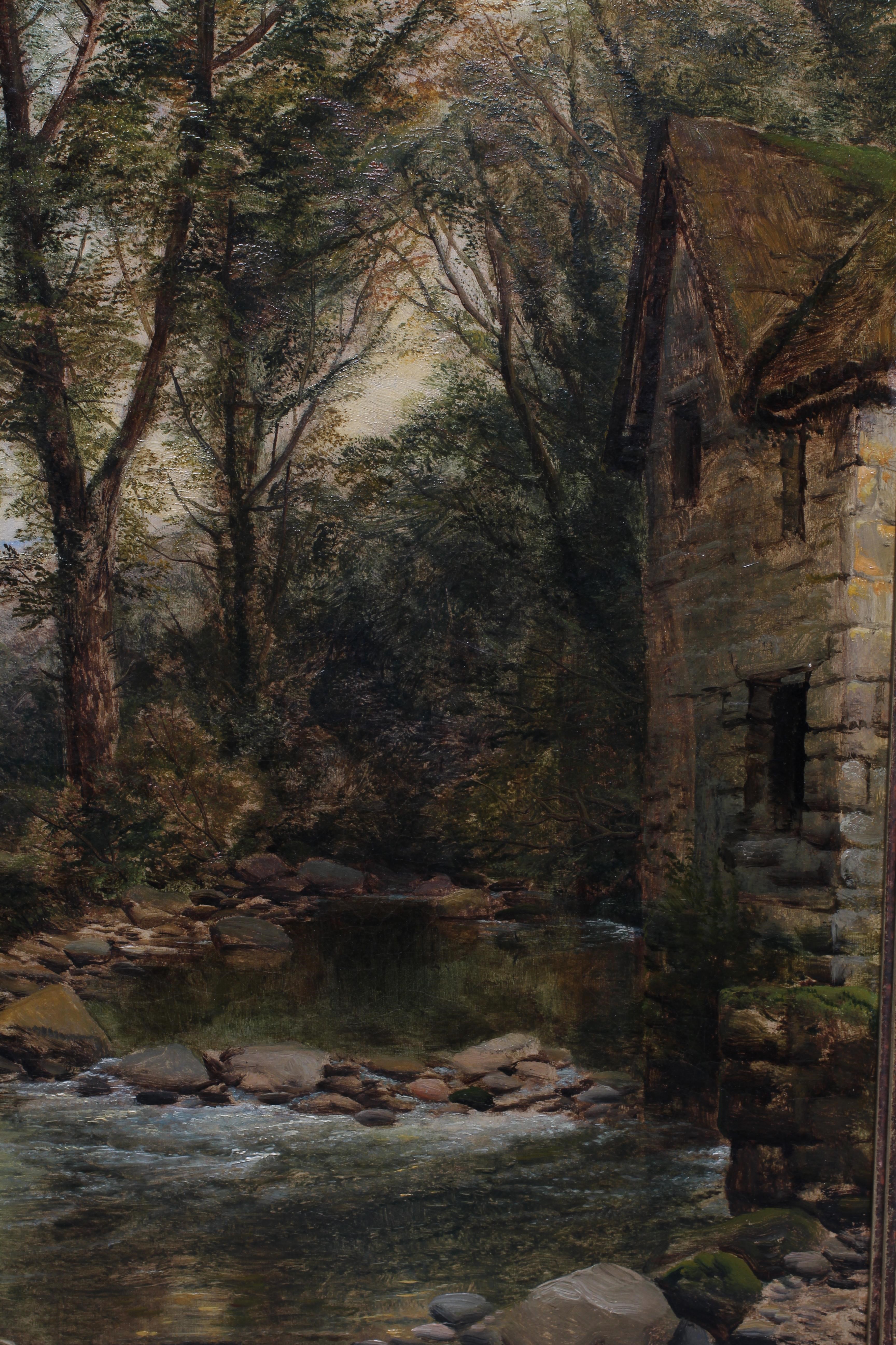 THOMAS CRESWICK (1811-1869) Mother and Child Crossing a Stream, oil on canvas, 20" x 15 1/4", modern Image