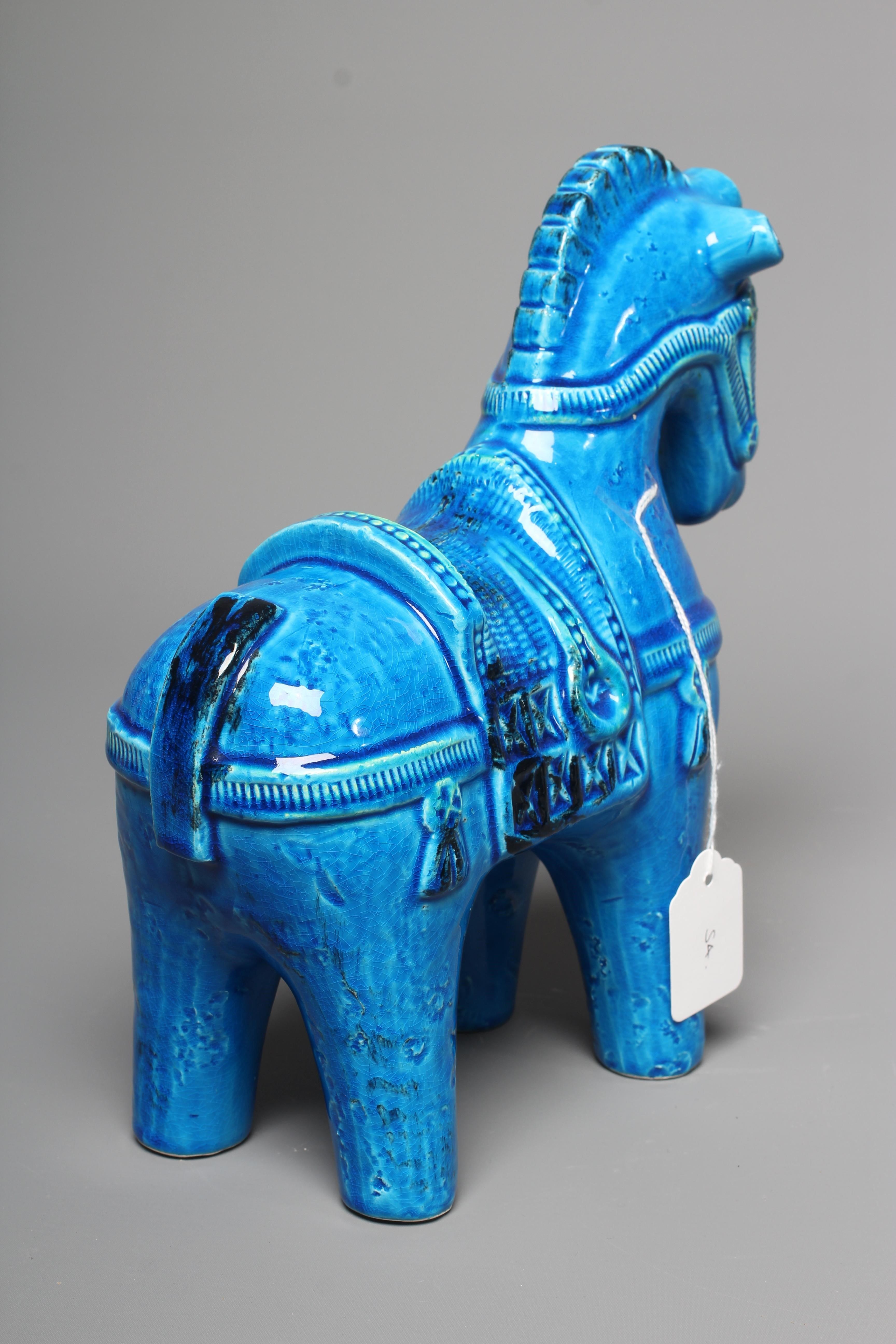 ALDO LONDI FOR BITOSSI - A Rimini Blue glazed Trojan horse, unmarked, 9 3/4" high Image