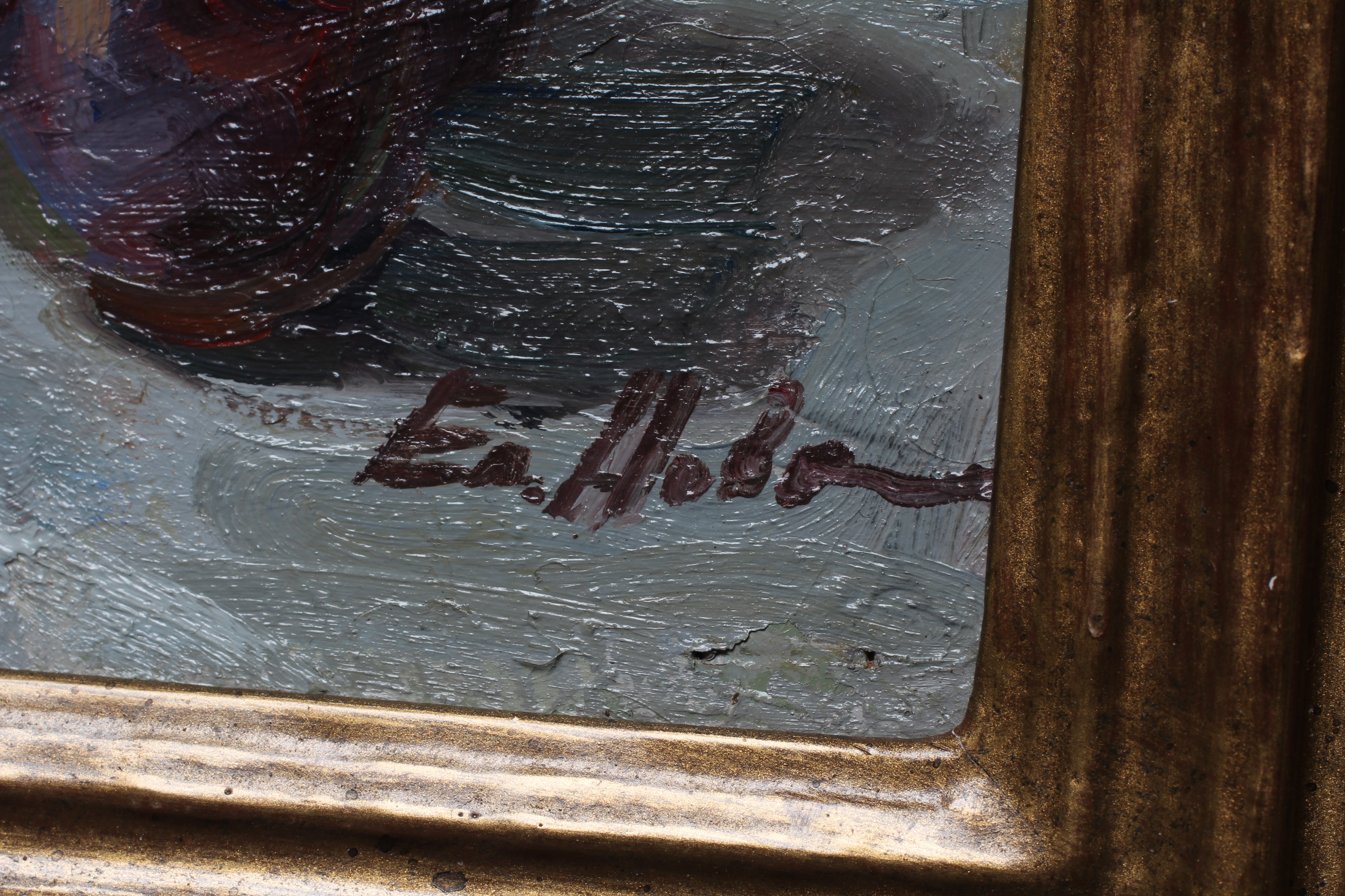 ELENA NOVOSADUK (B.1969) A Bunch of Plums, signed lower right, oil on board, 10 1/4" x 13 1/4", Image