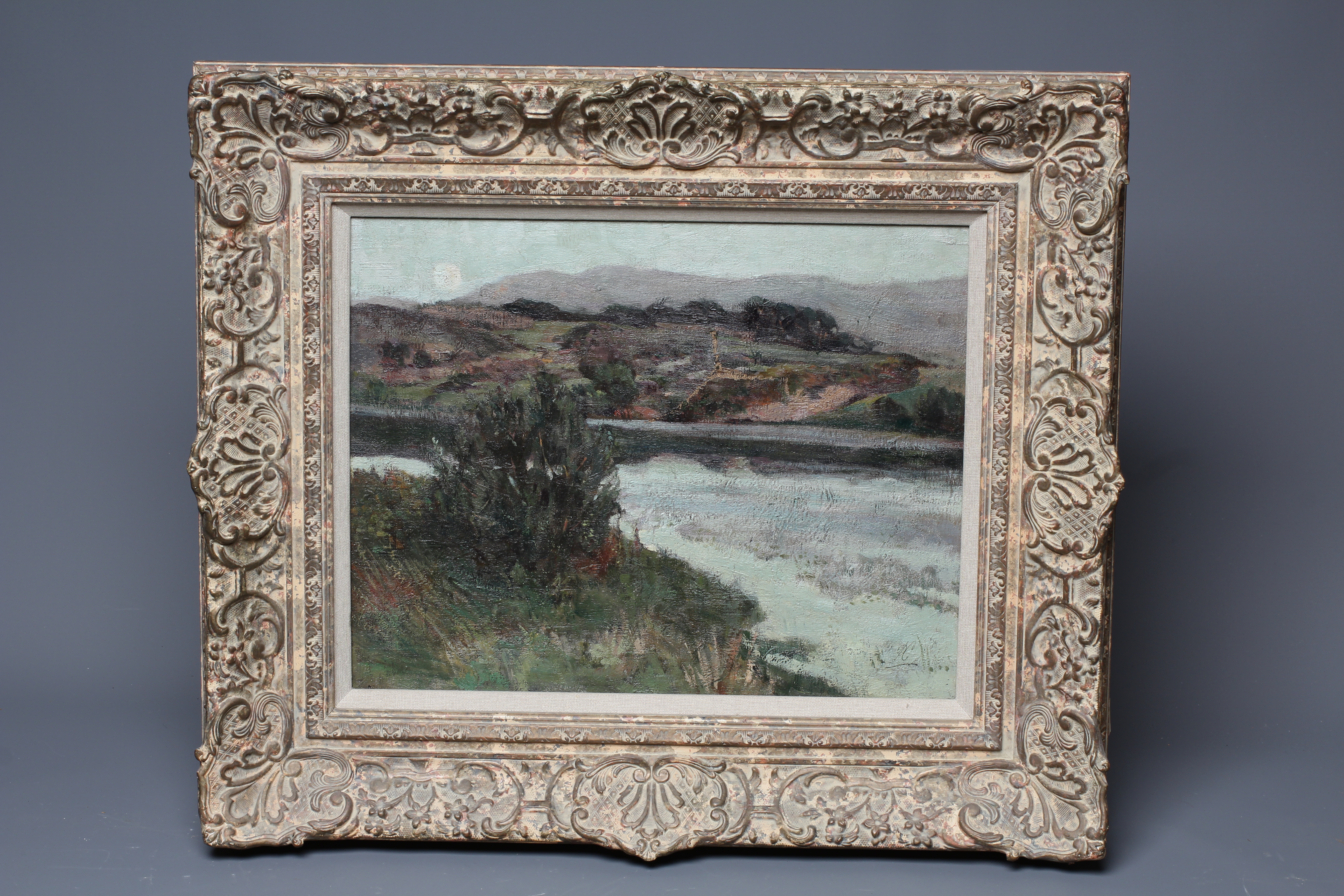 PHILIP CONNARD (1875-1958) River Landscape, signed with initials lower right, oil on canvas, 12 1/2" Image